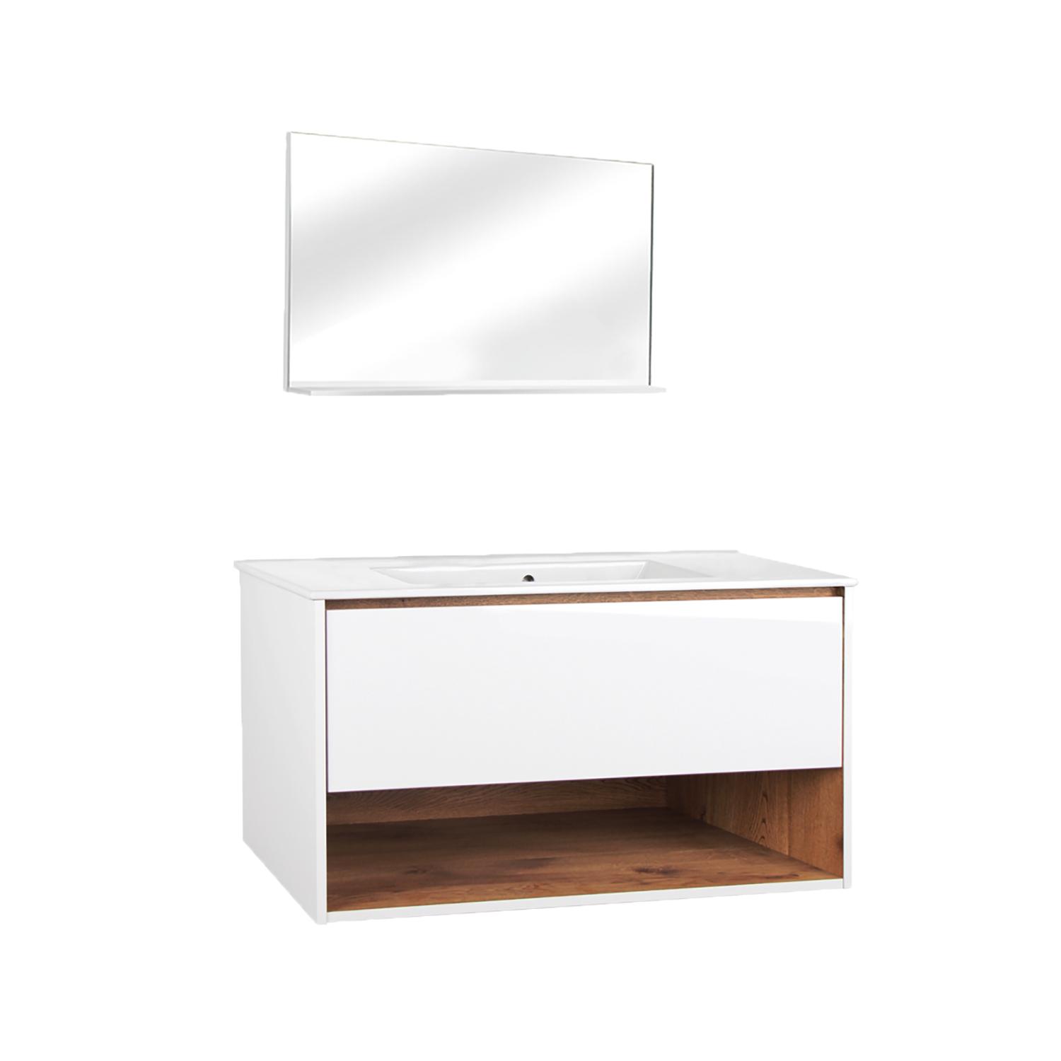 36" White Wallhung Vanity