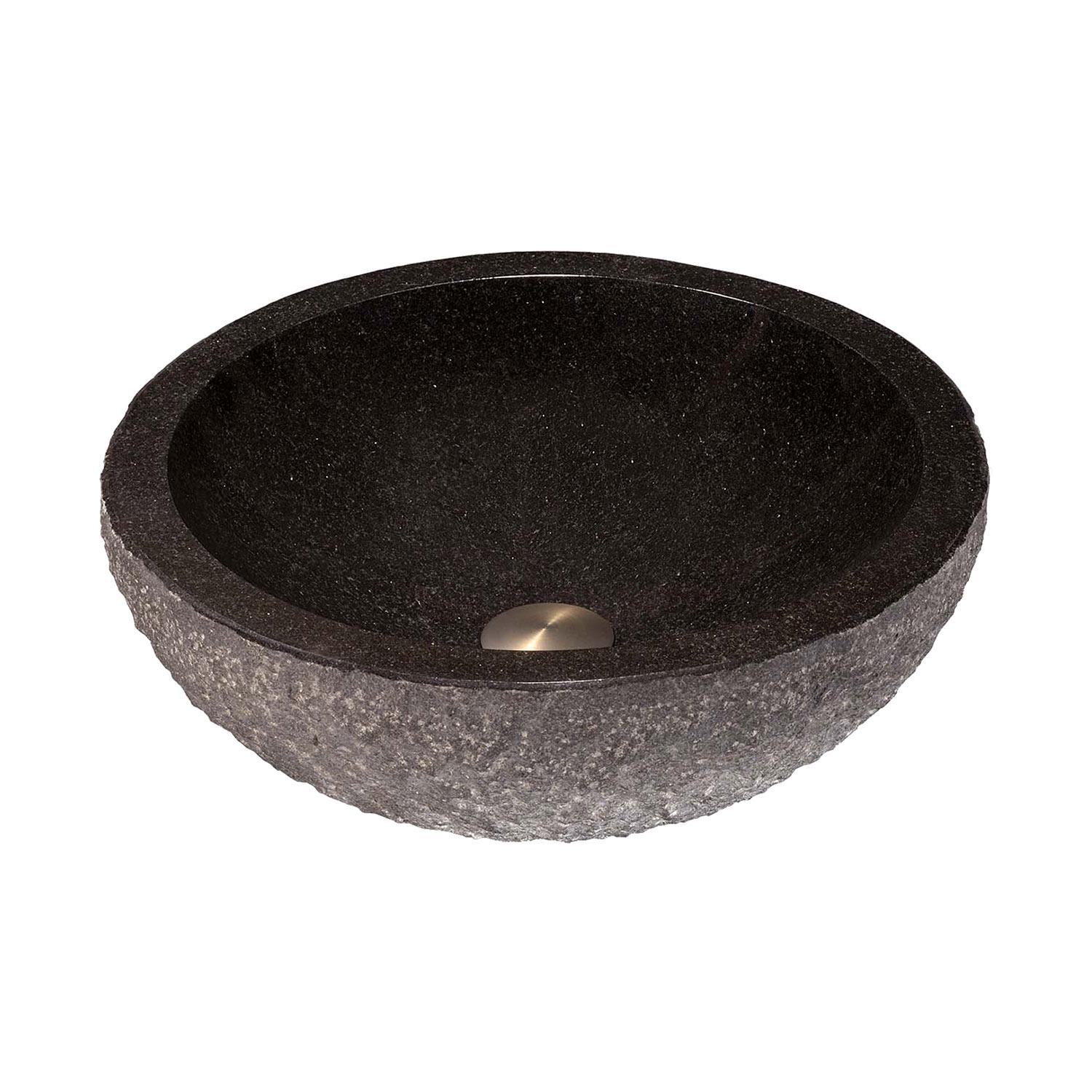 Cuve ronde, inst. comptoir en granite noir