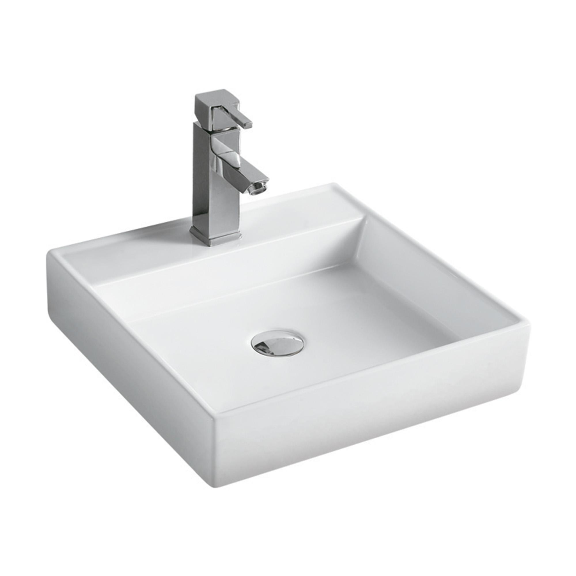 Évier sdbain carré, inst comptoir porcelaine blanc