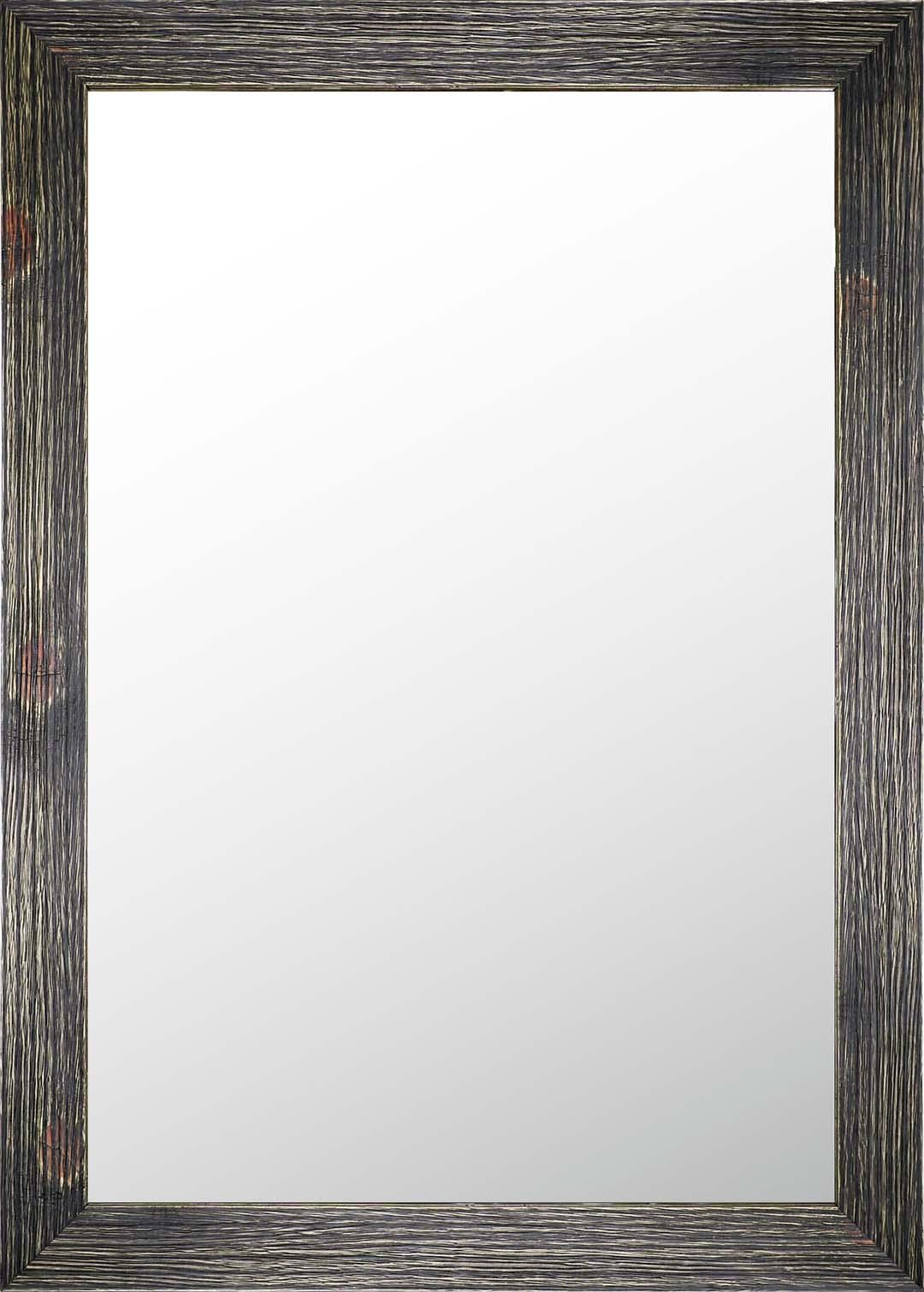 Miroir à cadre en bois lavé à la craie, noir