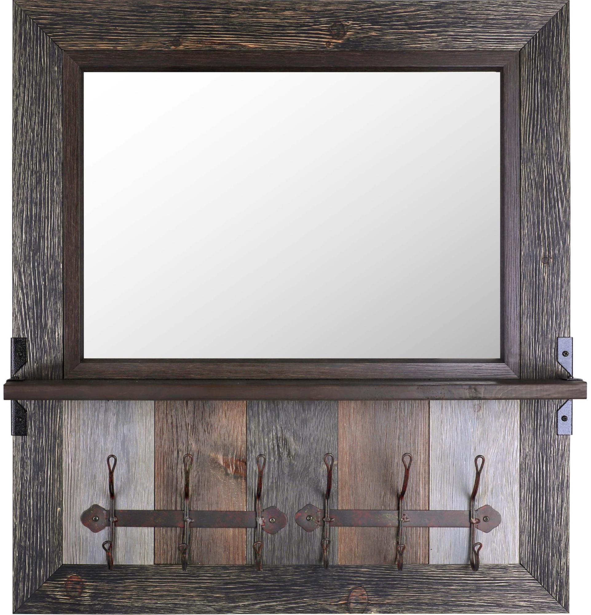 Miroir à cadre en bois avec tablette