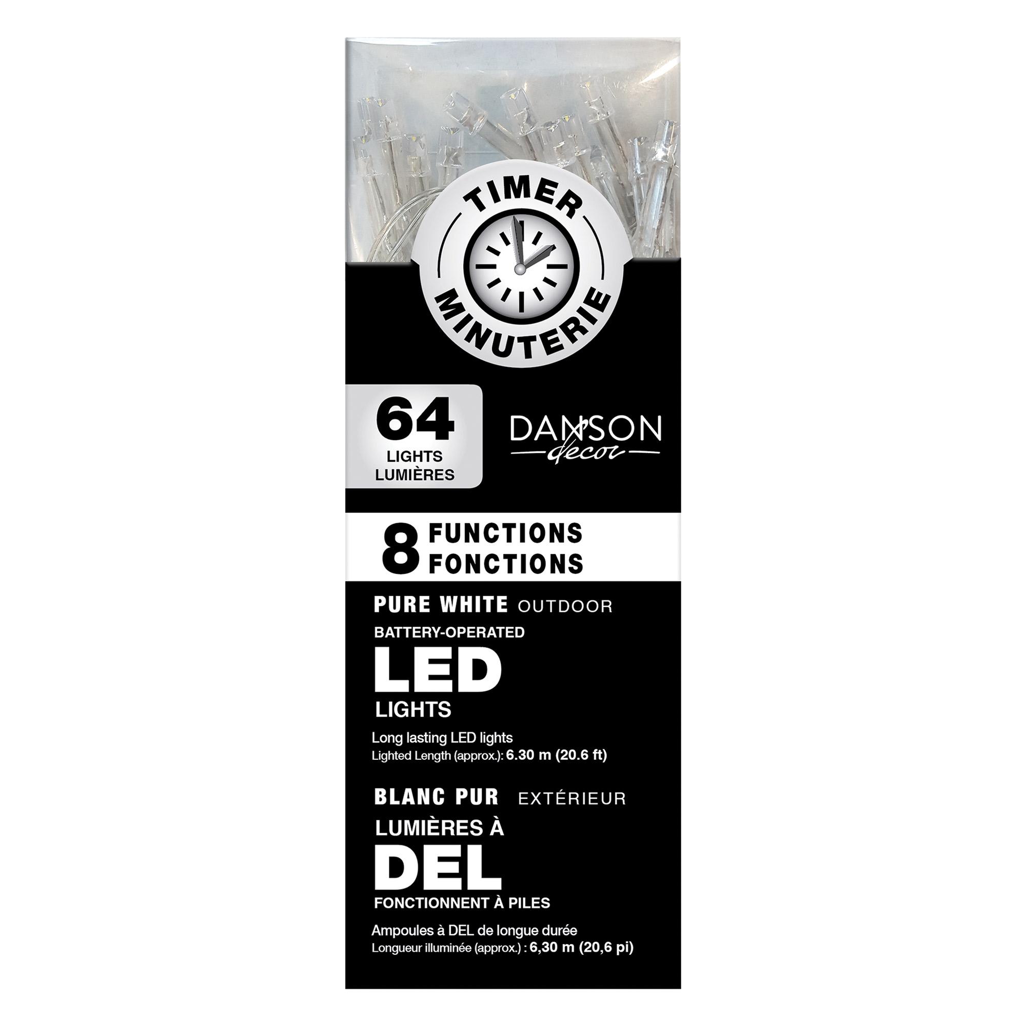 Battery Operated LED Light Set with 64 Pure White Lights