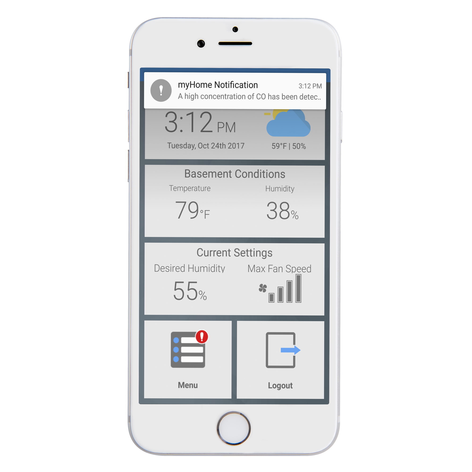 Système de contrôle humidex de sous-sol et Wi-Fi HCS