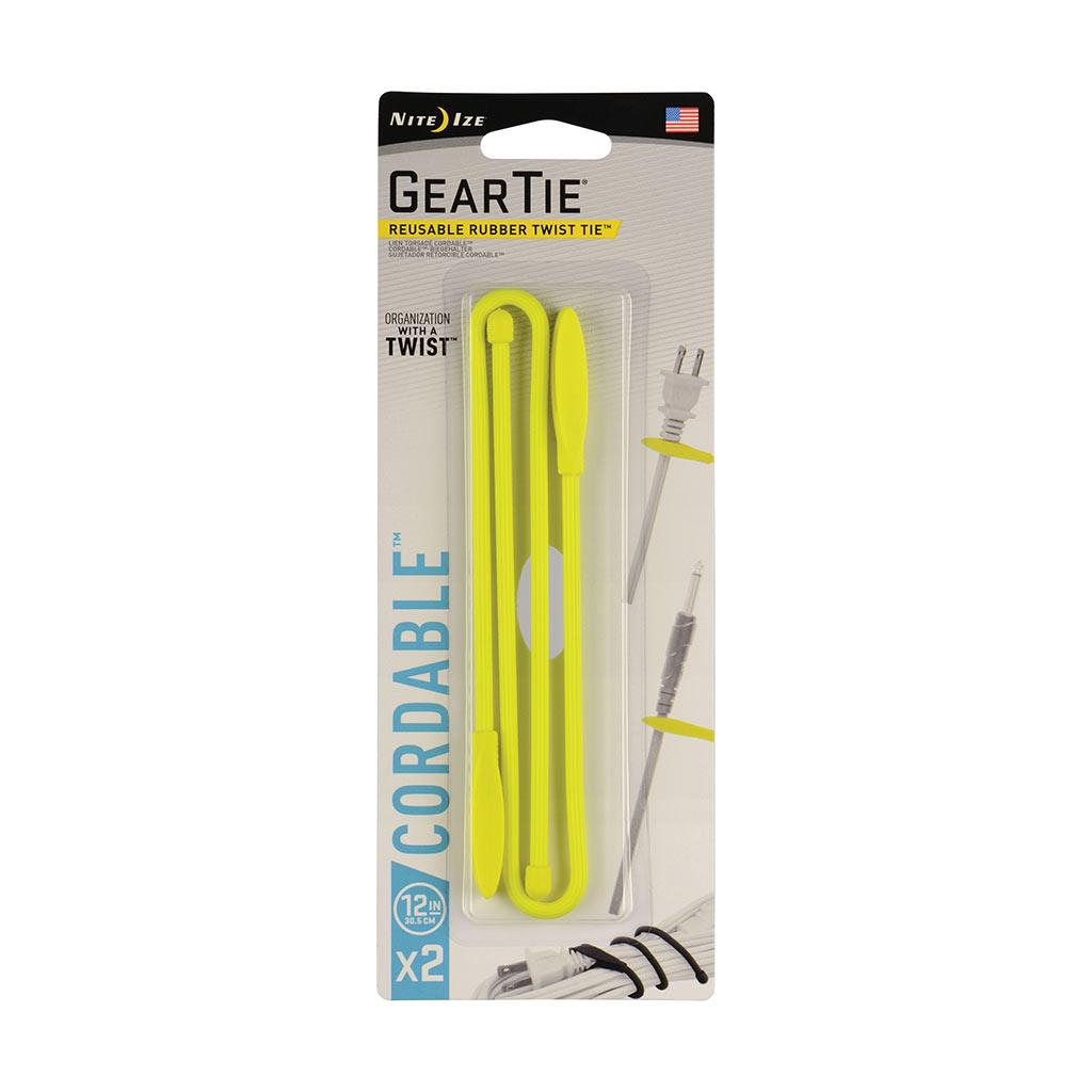 Lien torsadé Gear Tie 12 po, assortis - jaune fluo