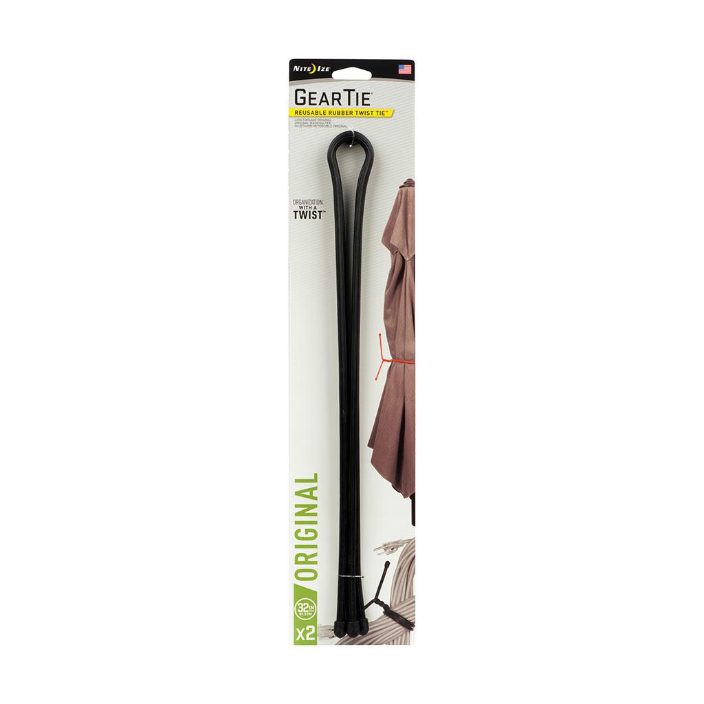 Lien torsadé caout. réutilisable Gear Tie 32 po, 2/pqt, noir