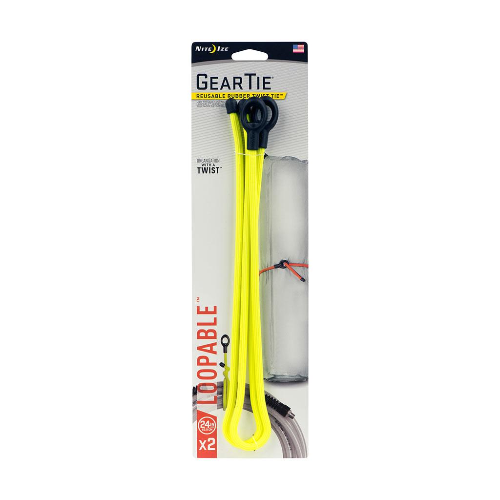 Lien torsadé à boucle Gear Tie 24 po, 2/pqt, jaune fluo