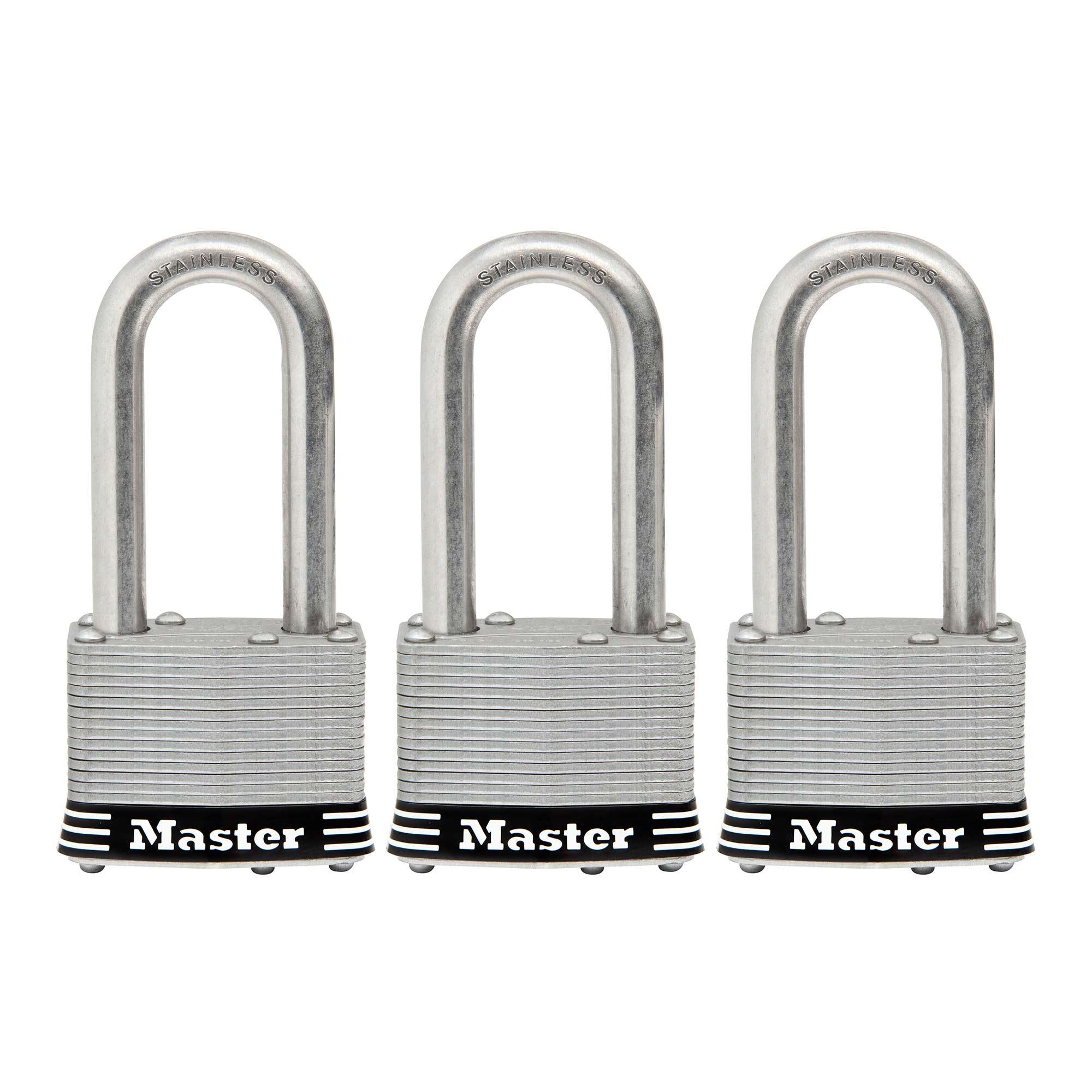 1-3/4" Laminated Stainless Steel Padlock 2" Shackle-3/Pack