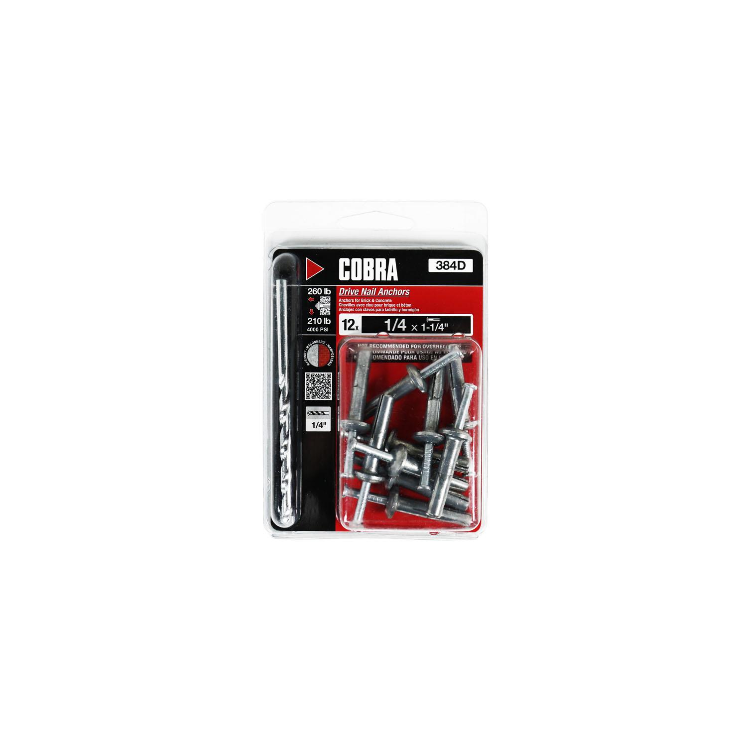 Drive Nail Anchor 1/4" x 1-1/4" + Drill Bit