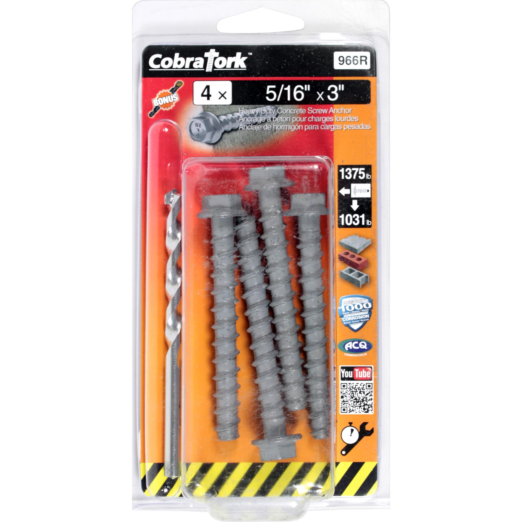 Cobratork 5/16" x 3"