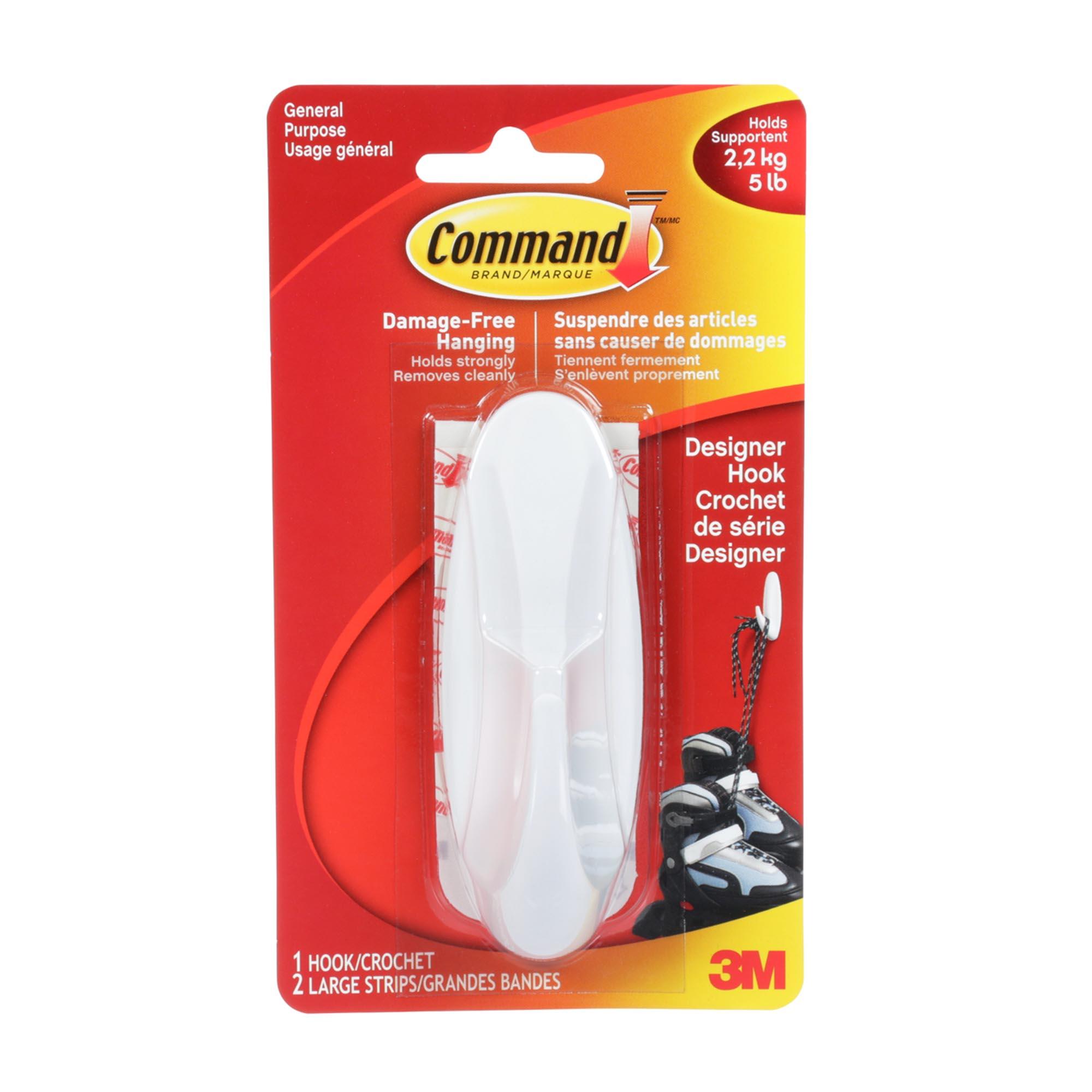 Command Large Designer Hook, White