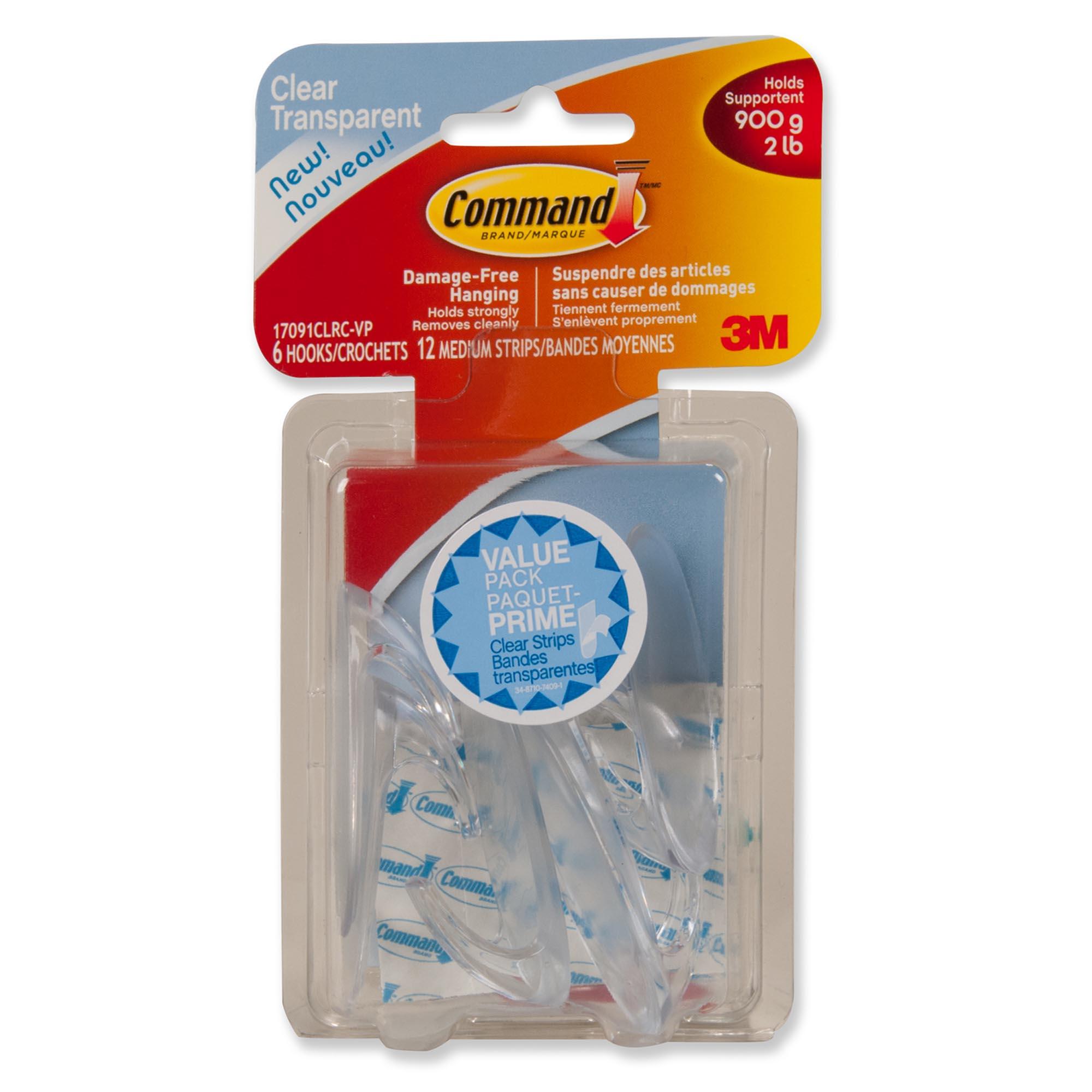 Command Medium Hooks Value Pack, Clear