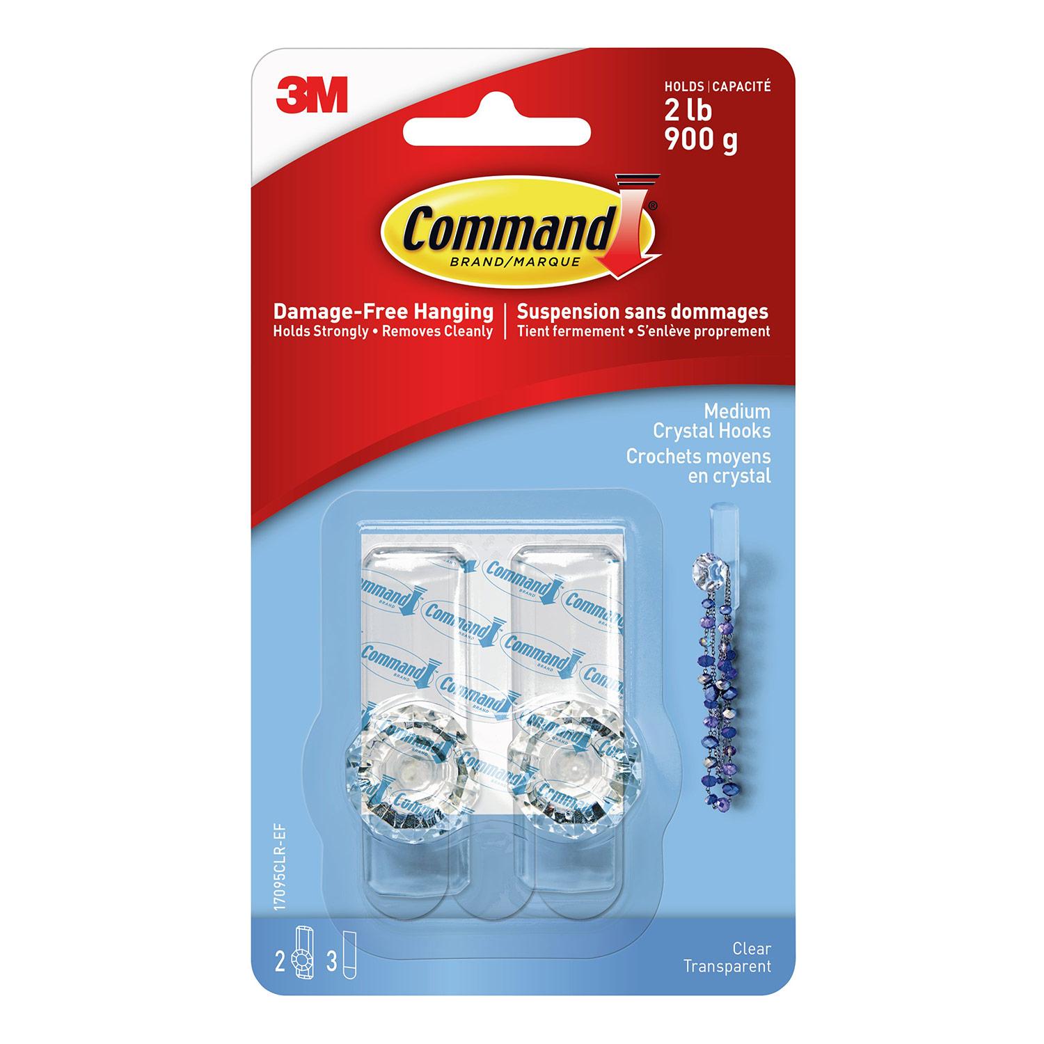 Command Medium Crystal Hook, Clear
