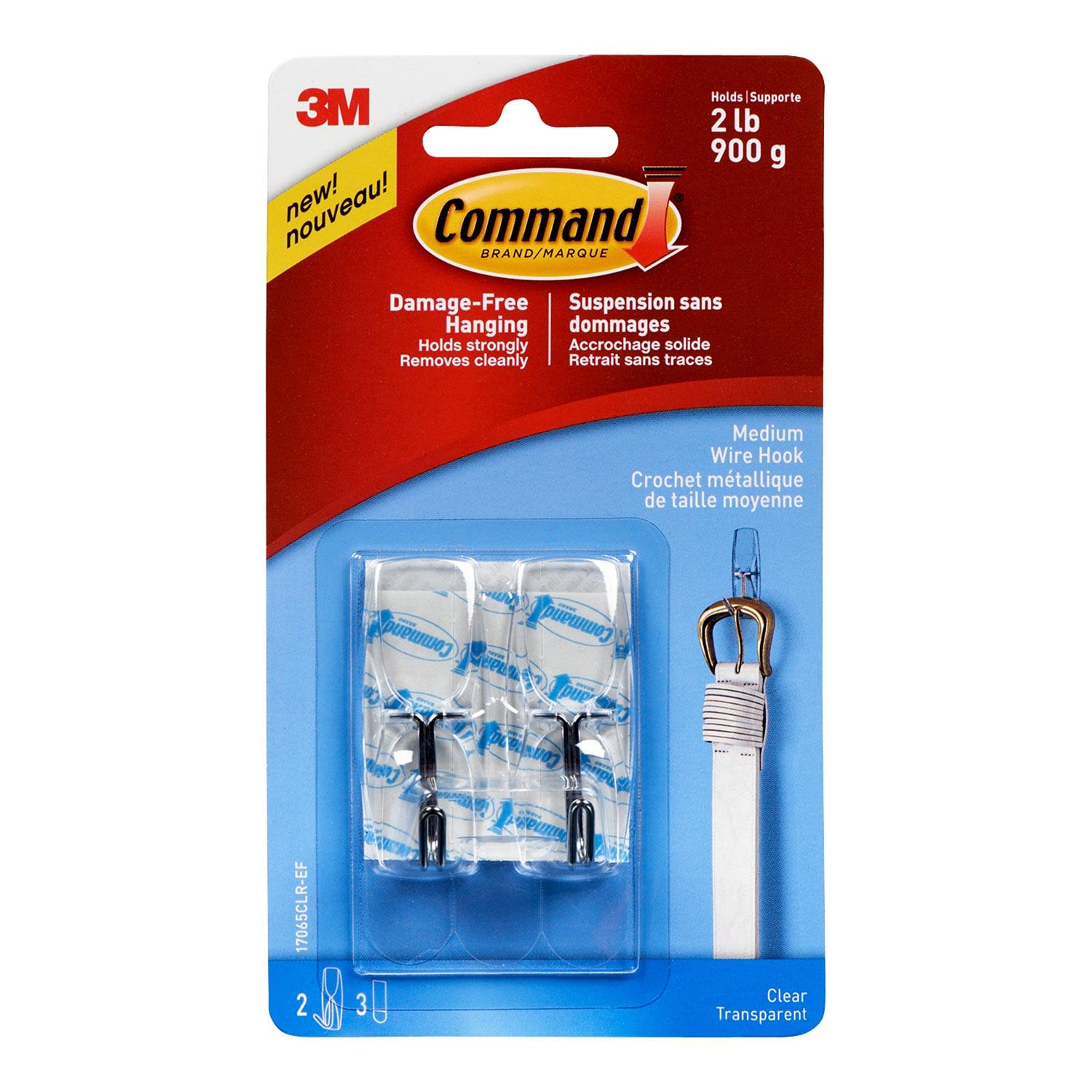 Command Medium Wire Toggle Hook, Clear