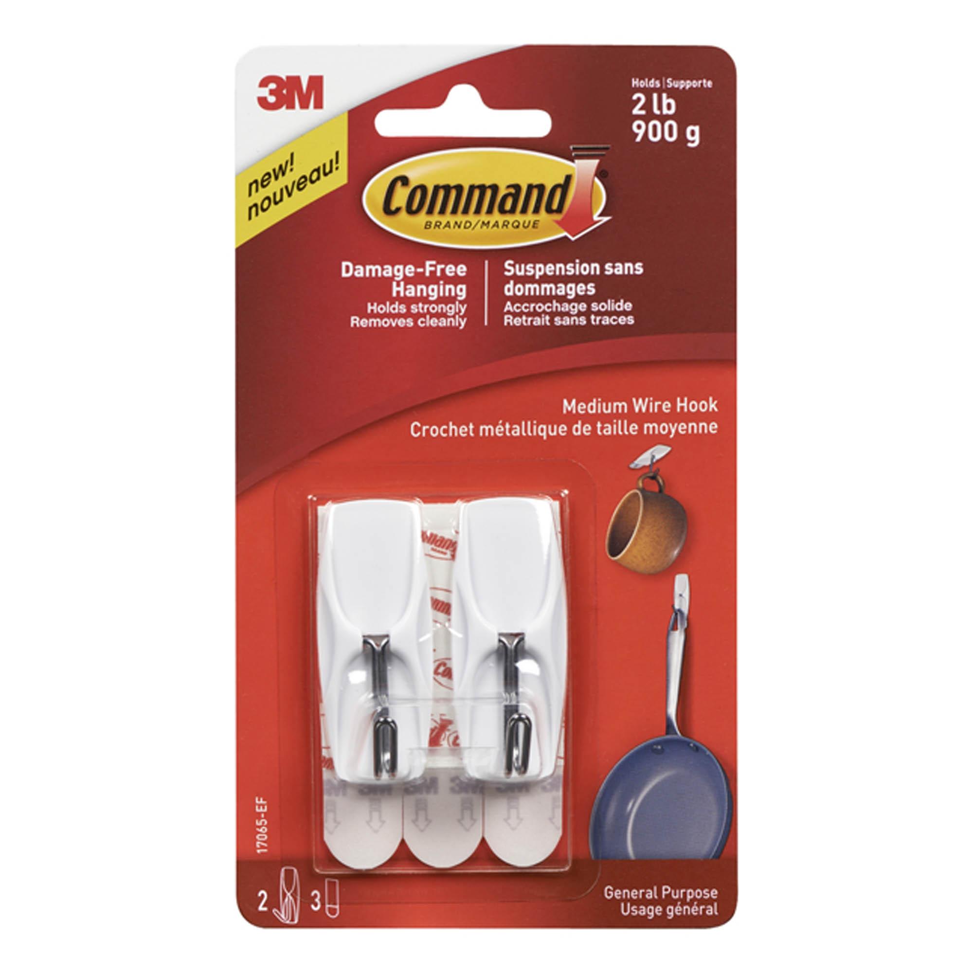Command Medium Wire Toggle Hook, White