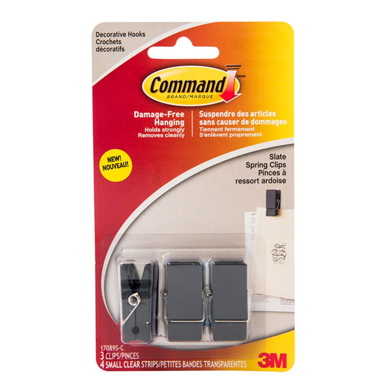 Command Small Spring Clip, Slate