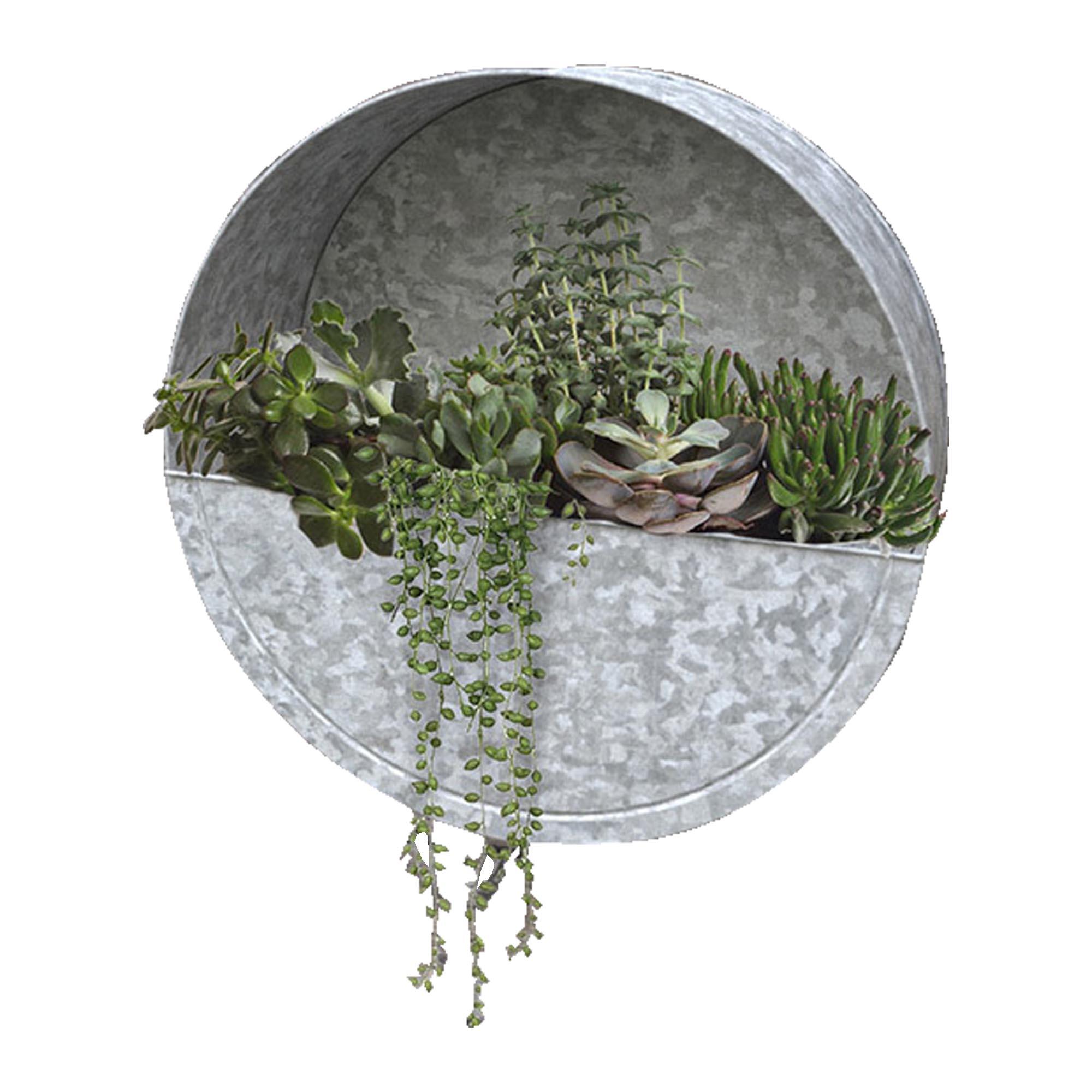 14" Galvanized Round Wall Pot