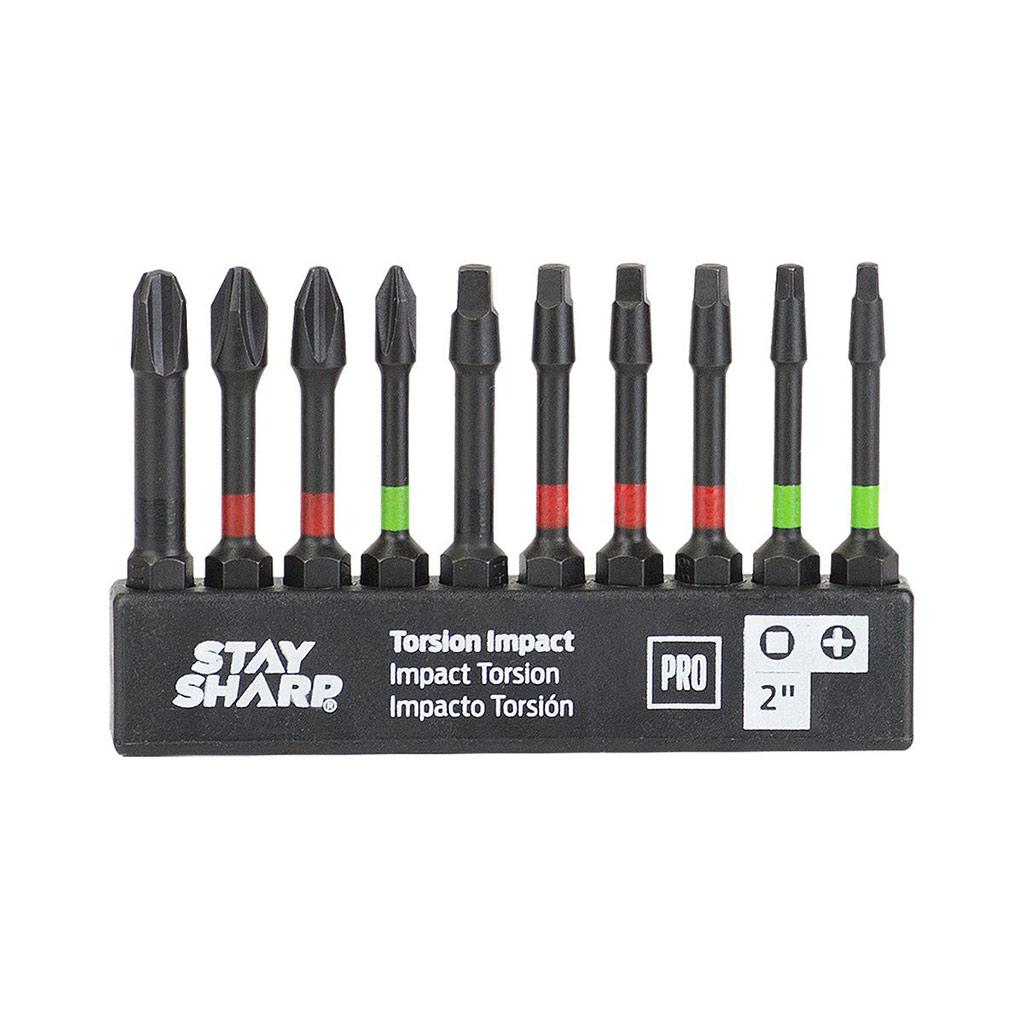 2 Inch Assorted Torsion Impact Screwdriver Bit Clip-10/Pack