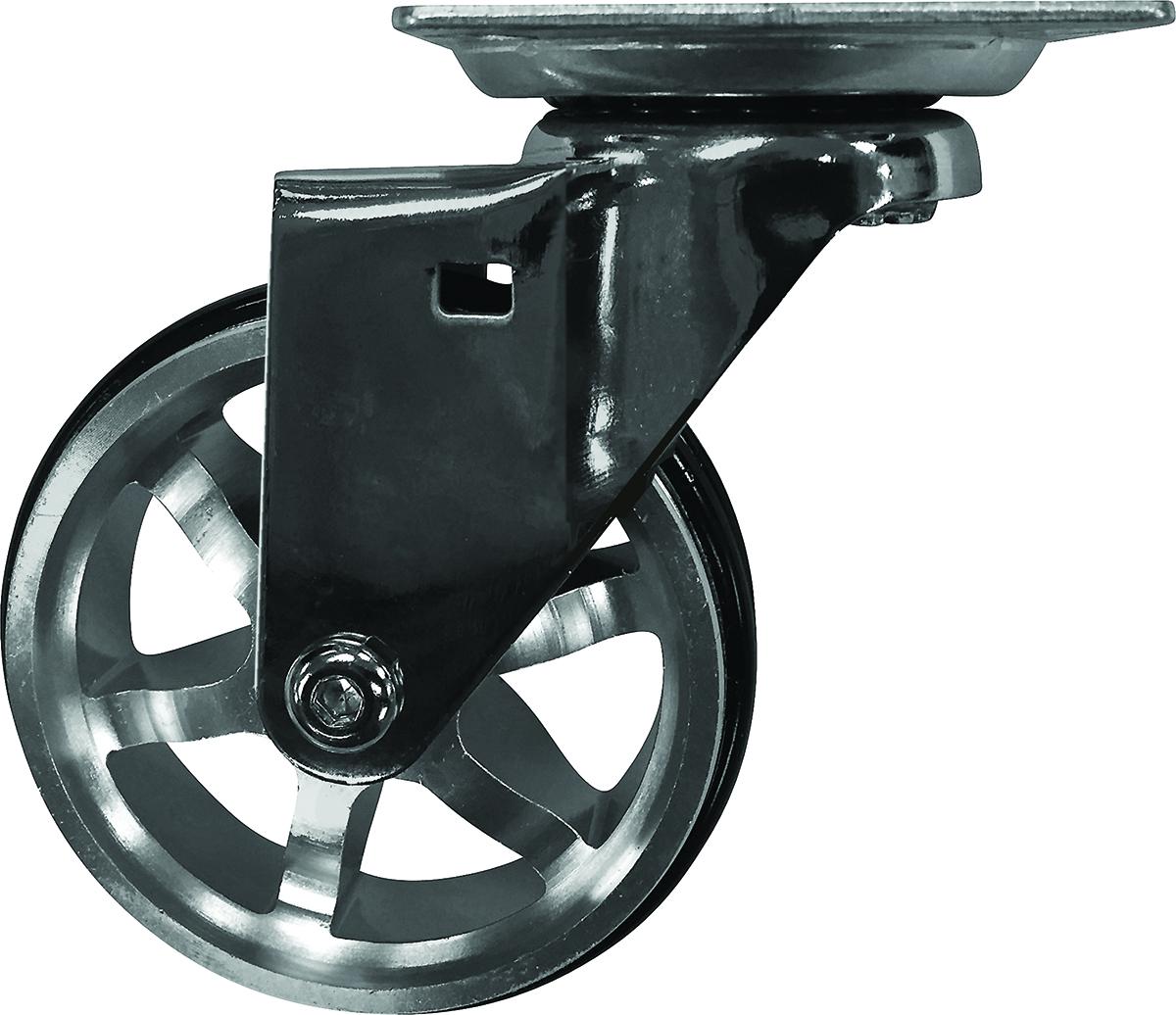 Roulette pivotante en aluminium 3 po, fini chromé et rayons