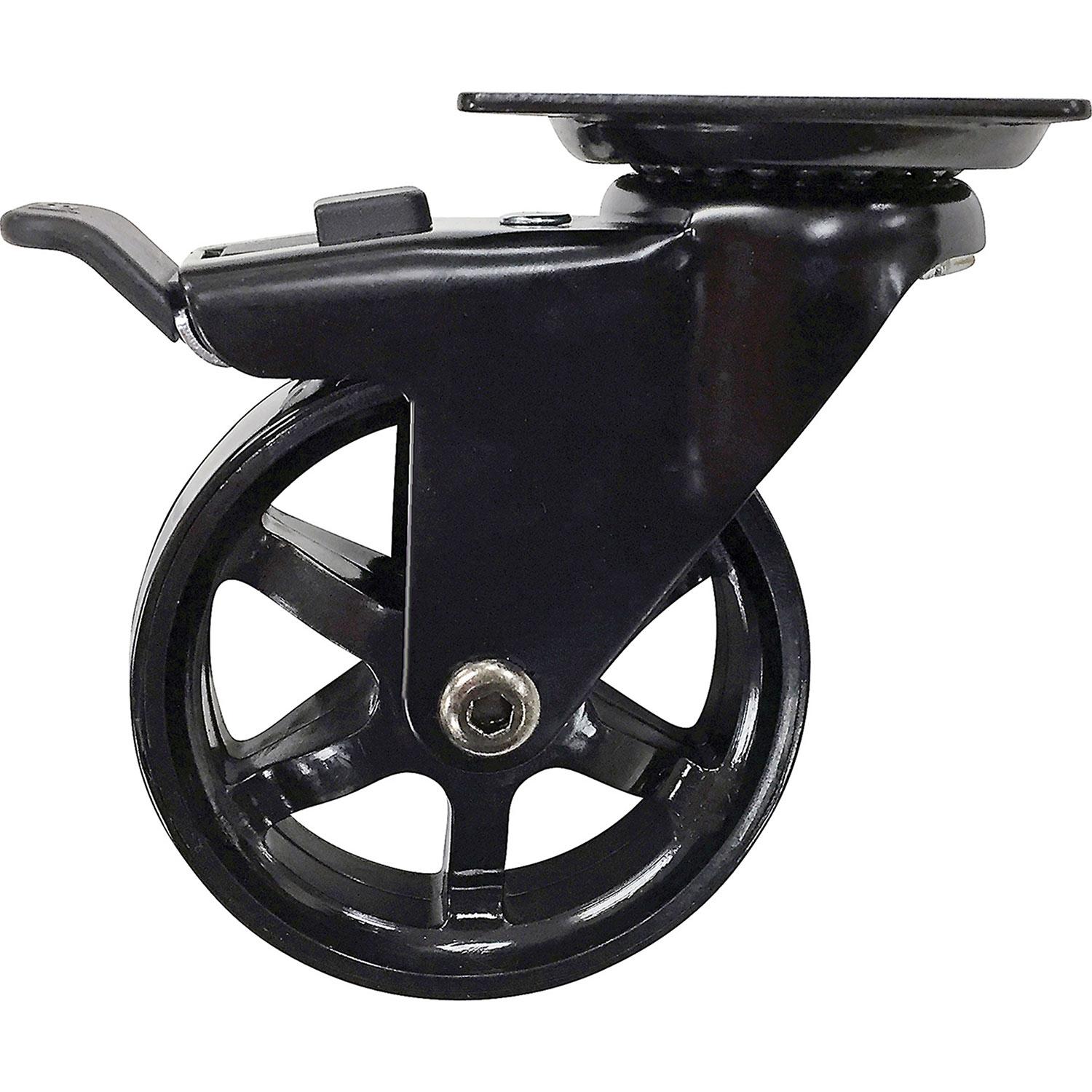 Roulette pivotante 3 po à frein avant, noir
