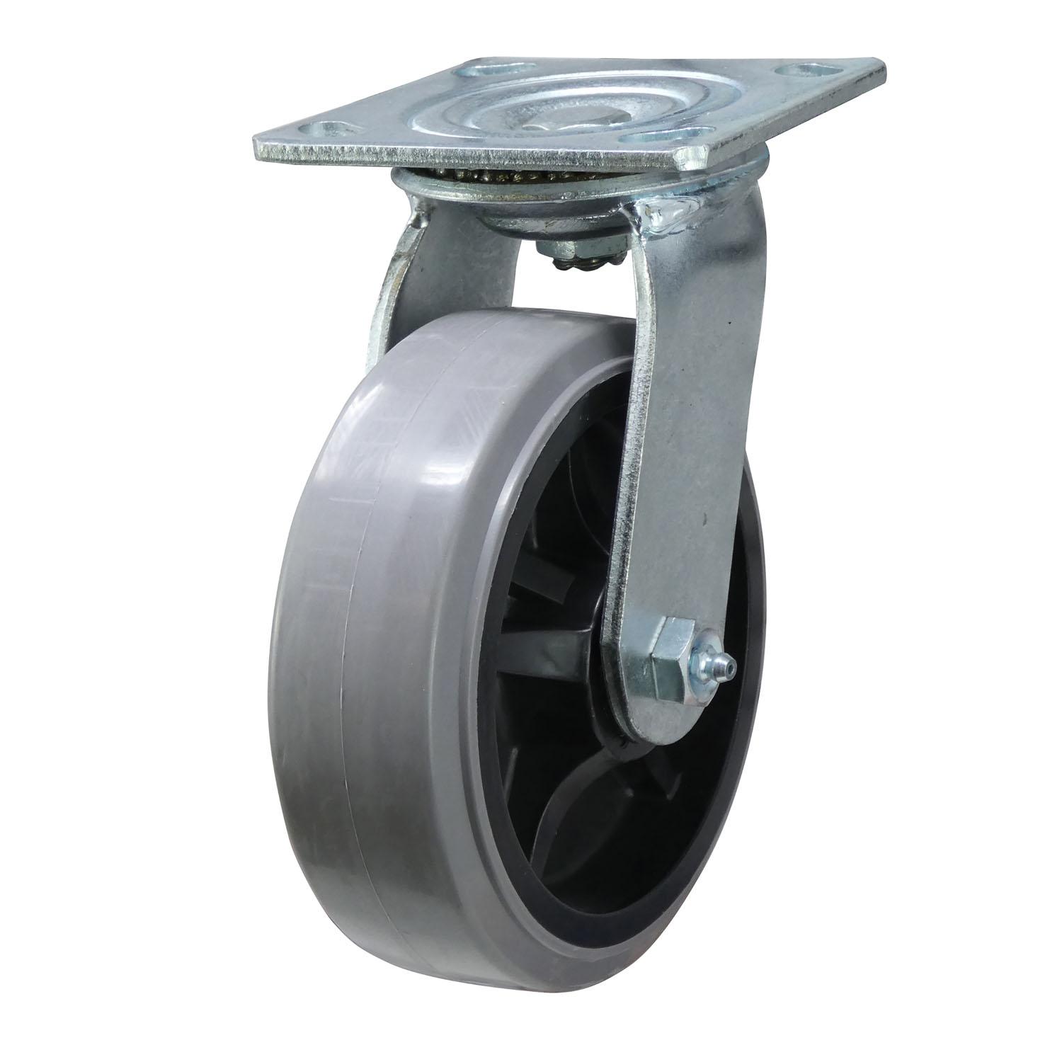 Roulette pivotante caoutchouc thermoplastique 6 x 2 po, gris