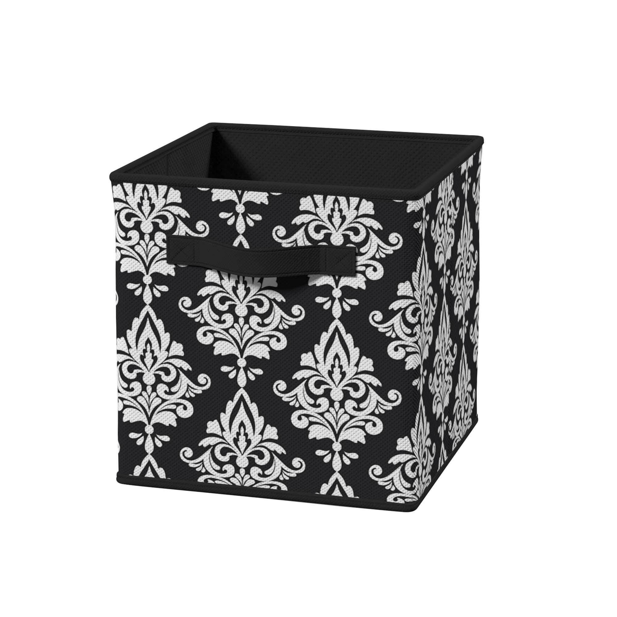 Tiroir en tissu, noir damassé