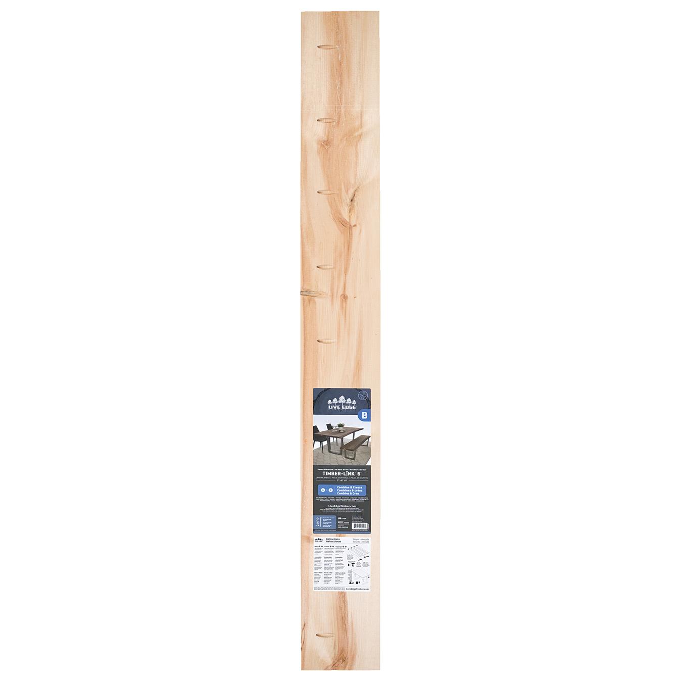 Planche de bois de pin, connexion 2 x 8 po x 6 pi Live Edge