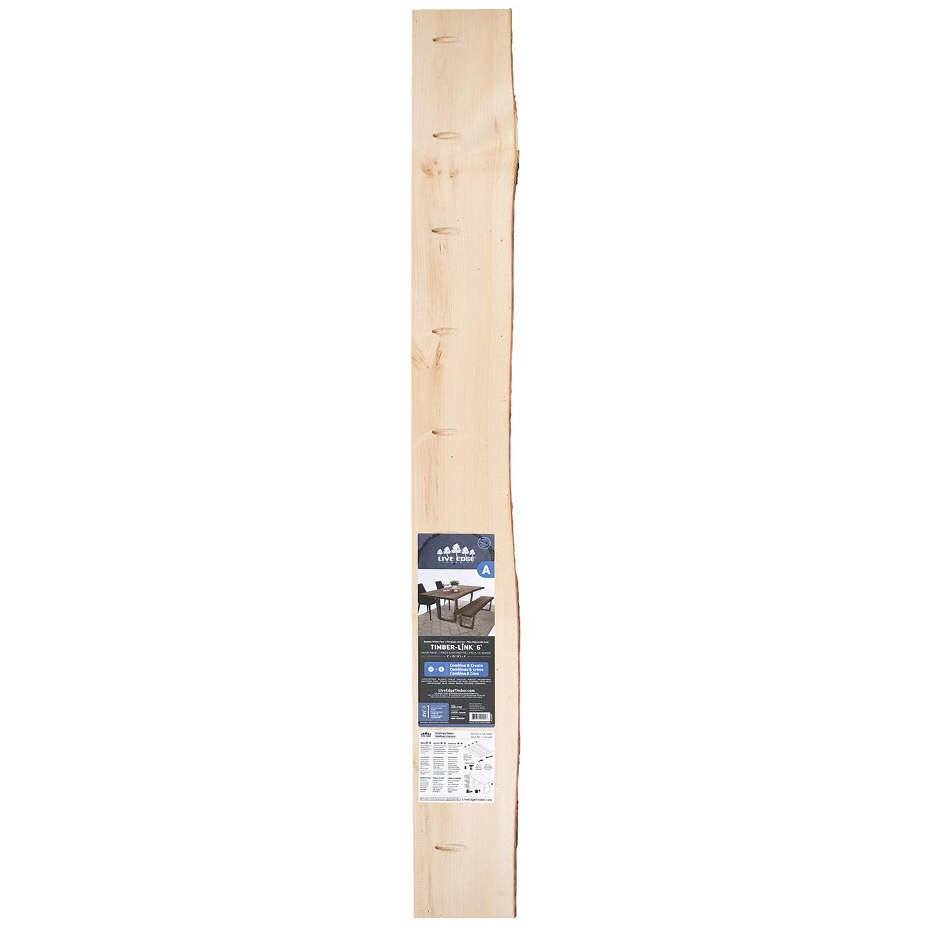 Planche de bois de pin, liaison 2x 5 à 8 po x 6 pi Live Edge