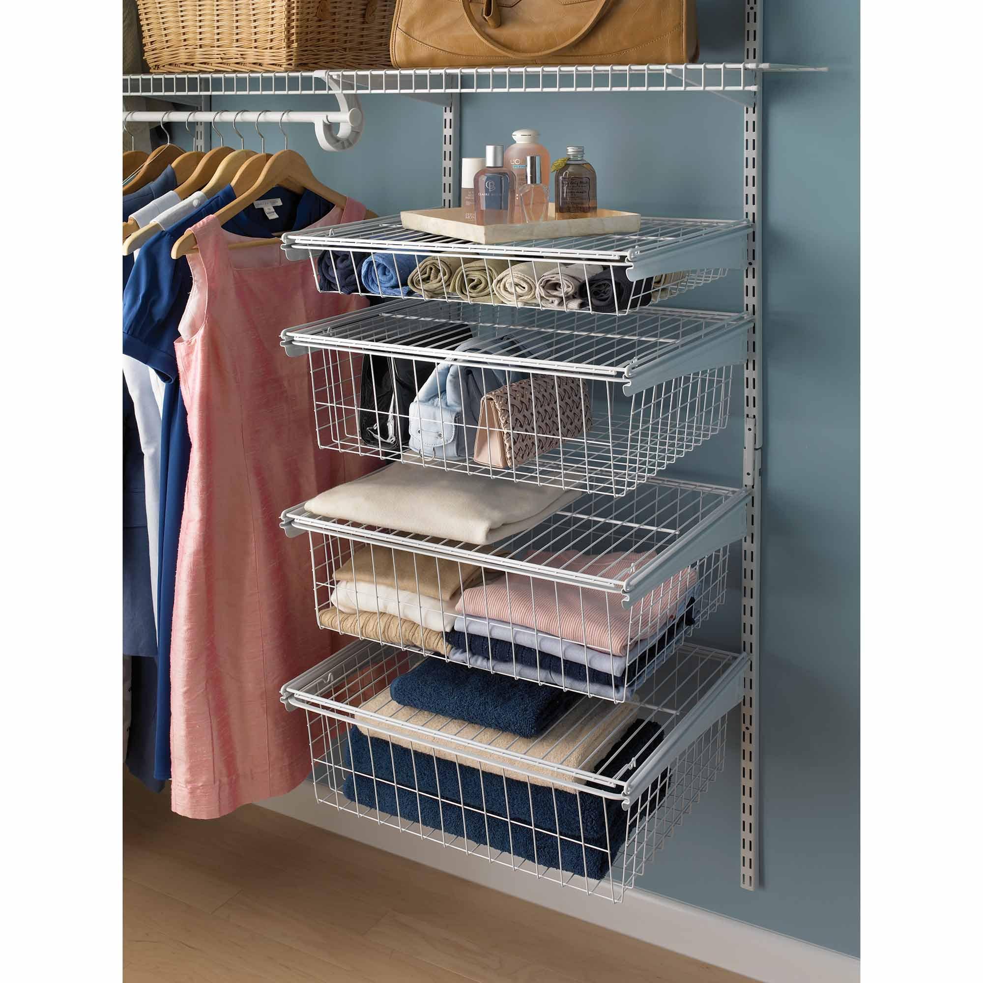 Tiroir grillagé Shelftrack 4 tiroirs, blanc, trousse