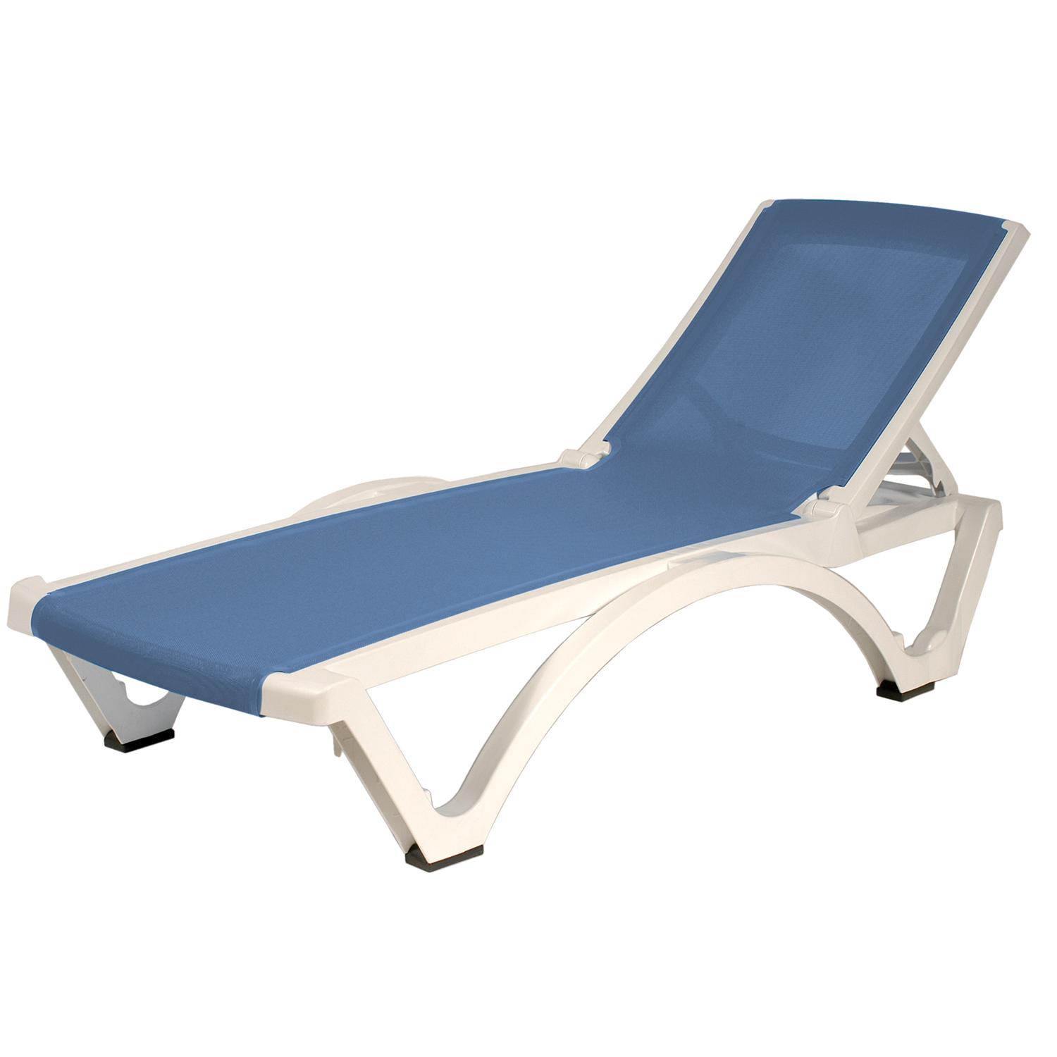 Baja Resin Sling Lounger-White & Blue