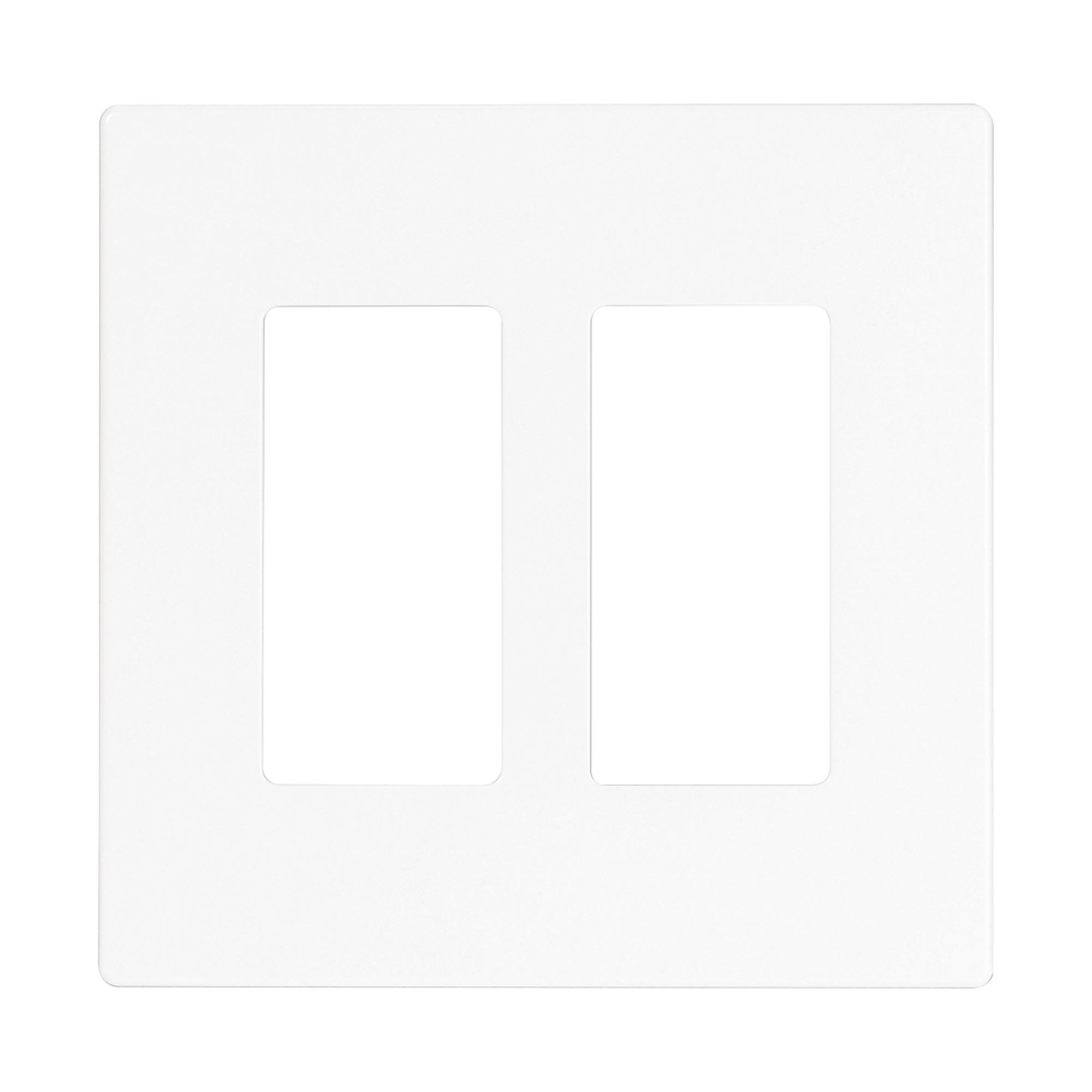 Screwless 2 Gang Decorator Wallplate, White