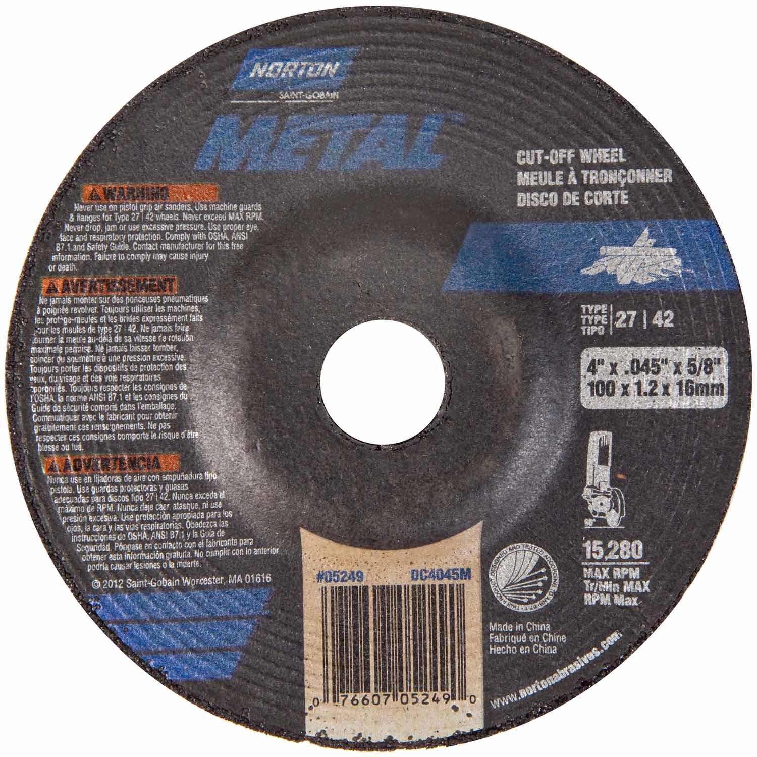 4" x .045" x 5/8" Depressed Center Metal Cut-Off Blade
