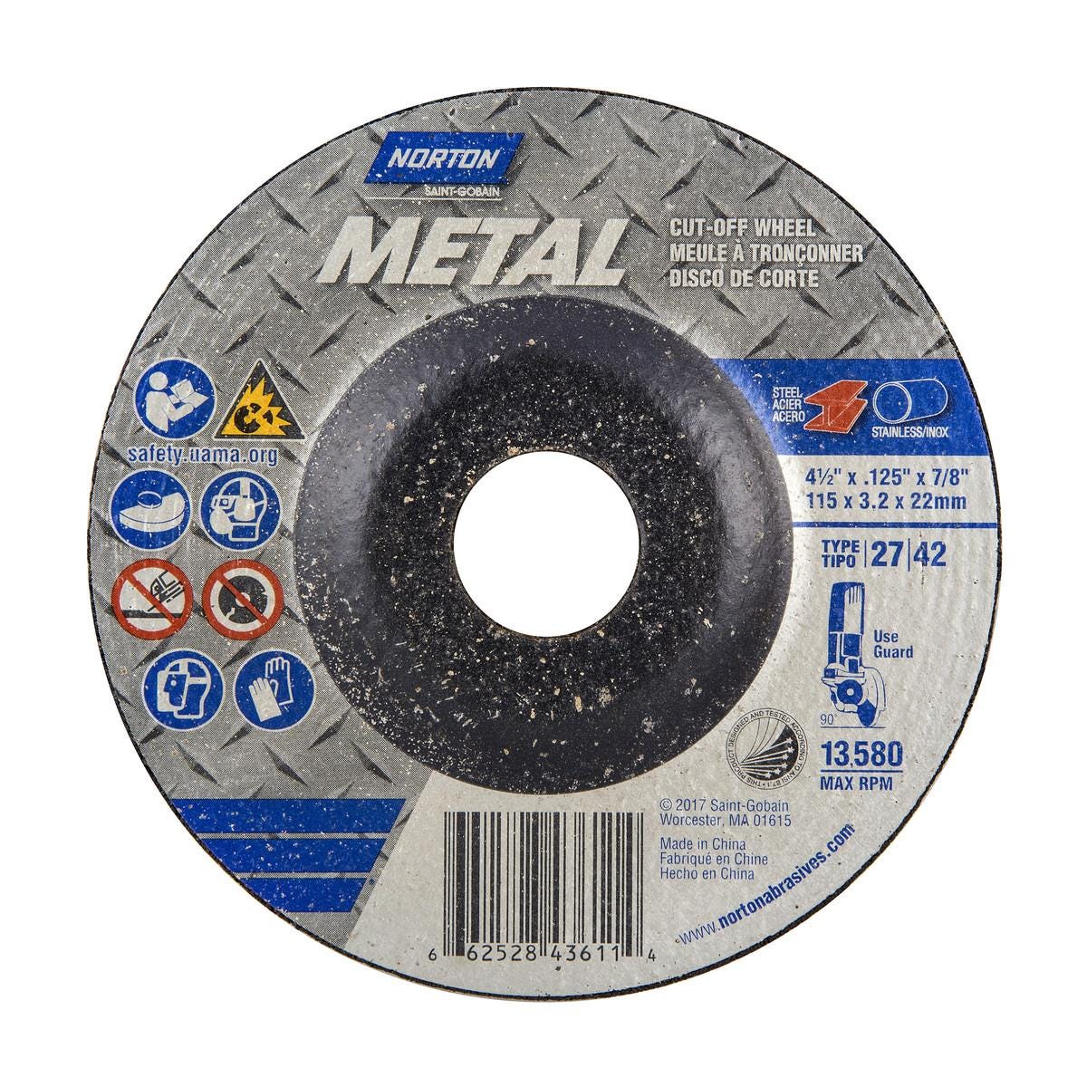 4.5" x 1/8" x 7/8" Depressed Center Metal Wheel