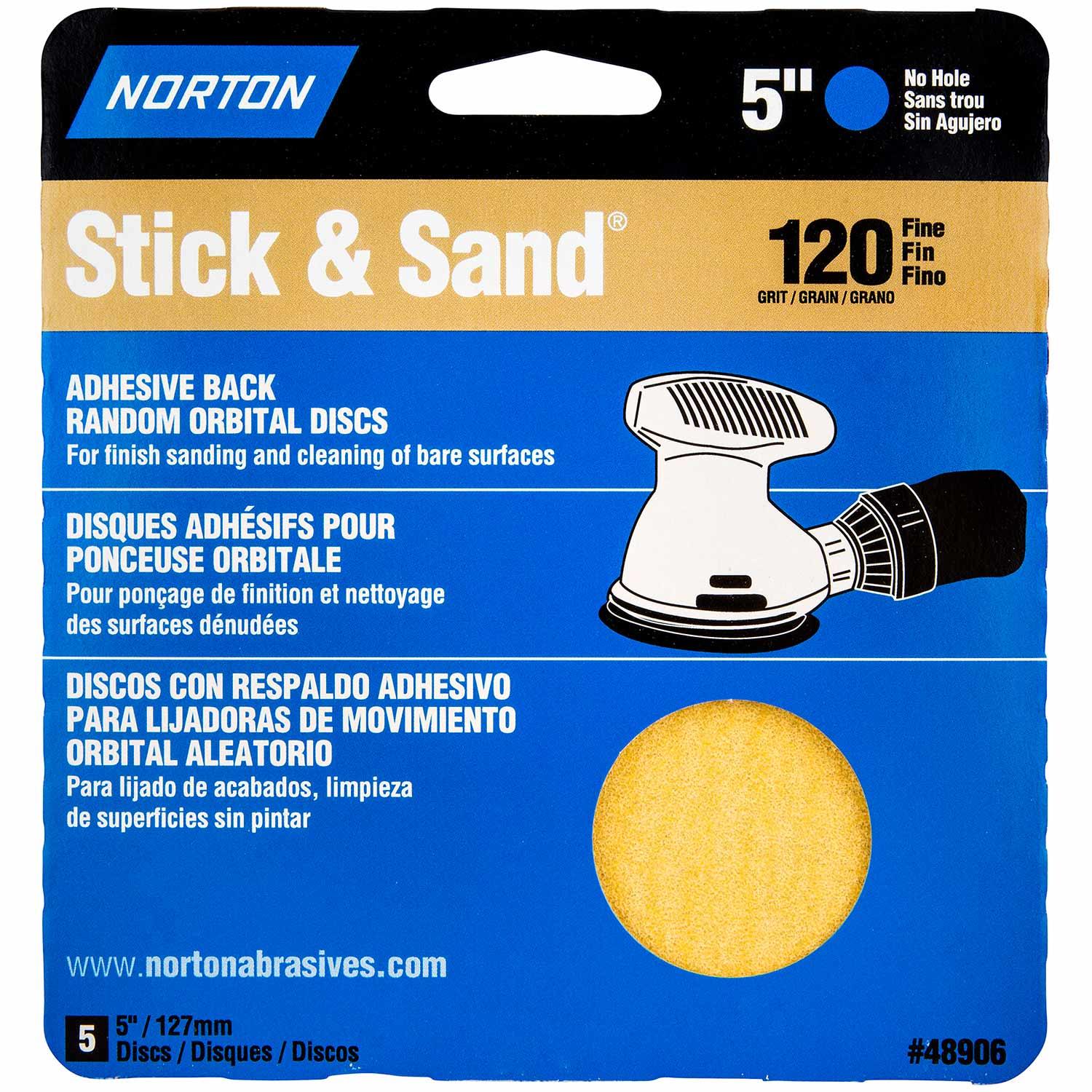5" Stick & Sand Disc 120 Grit Disc-5/Pack