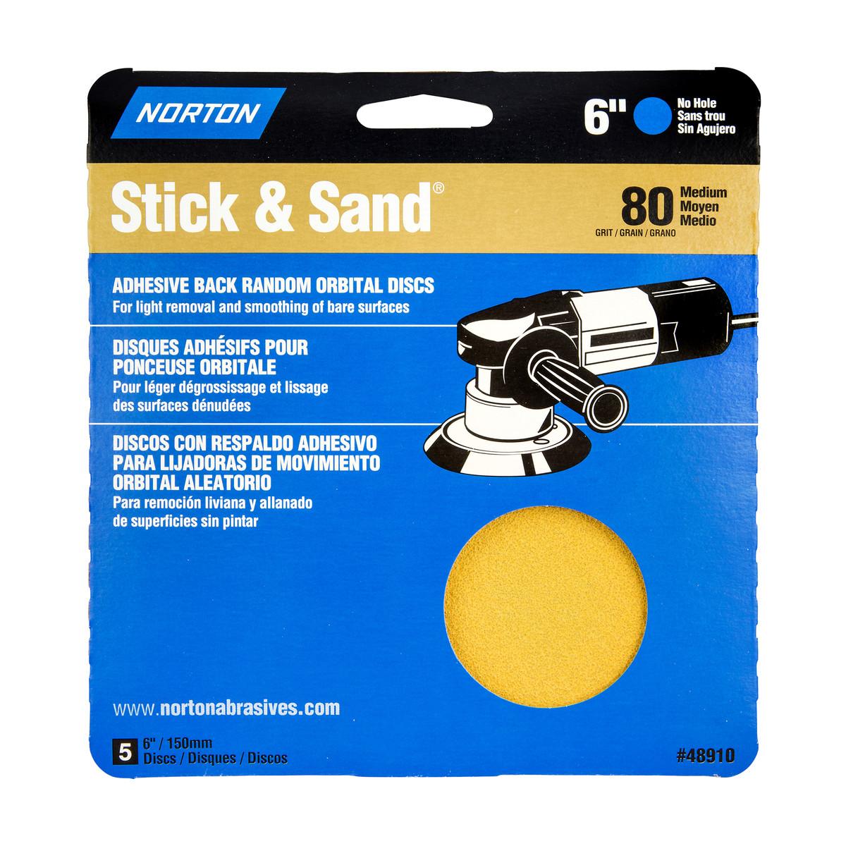 6" Stick & Sand Disc 80 Grit-5/Pack