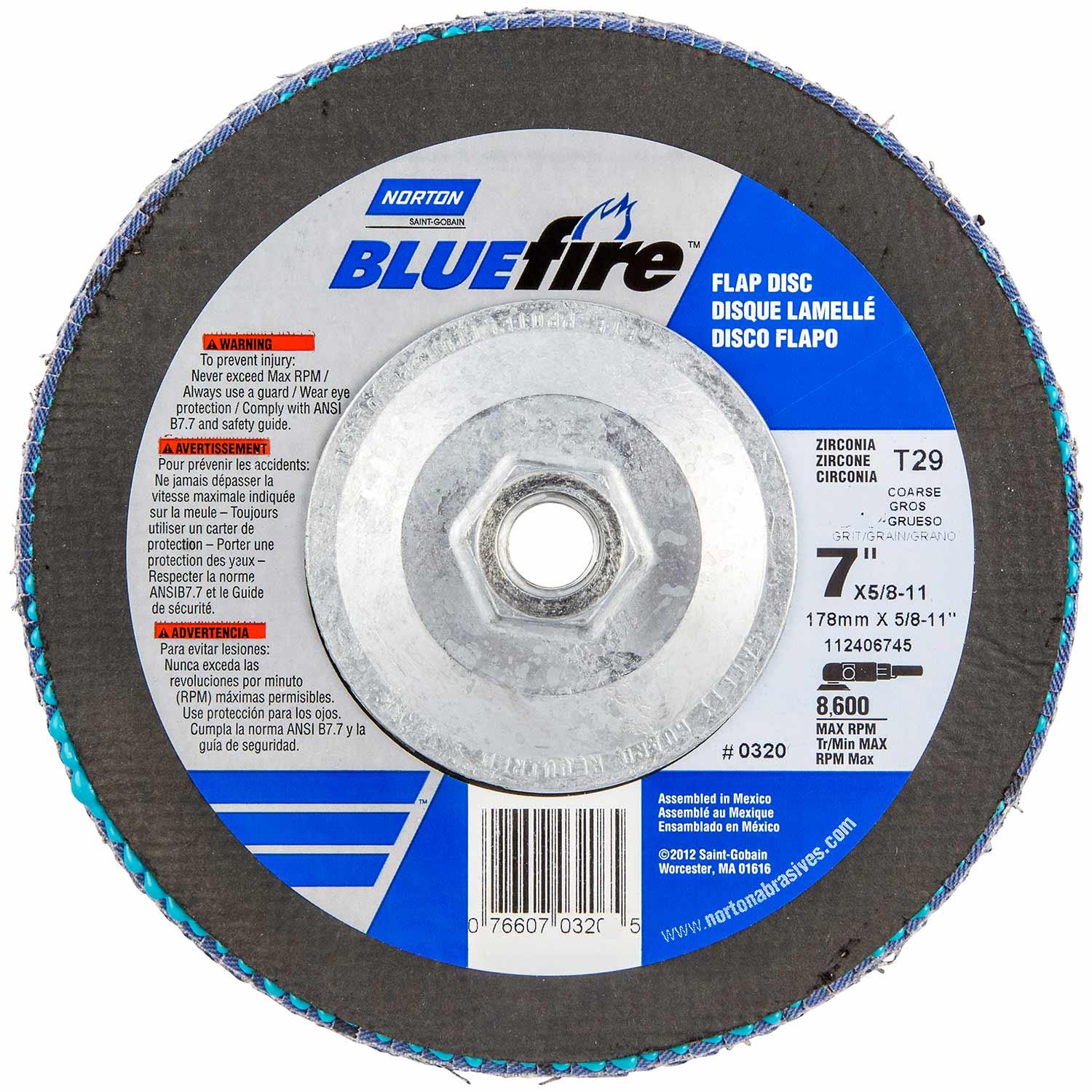 Disque lamelles zircone Bluefire 7 x 5/8 po-11 80 gr