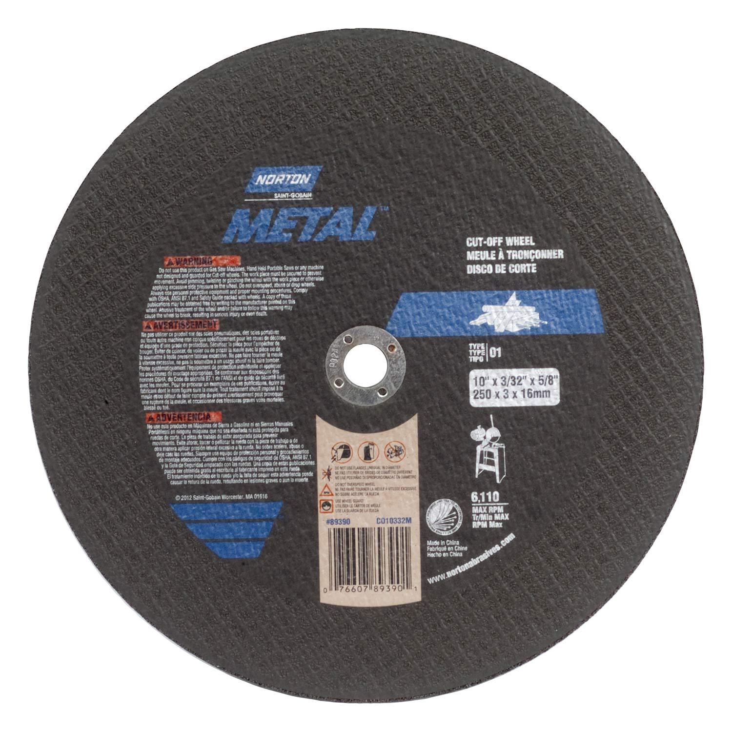 Meule à tronçonner scie fixe 10 x 3/32 x 5/8 po métal A/O