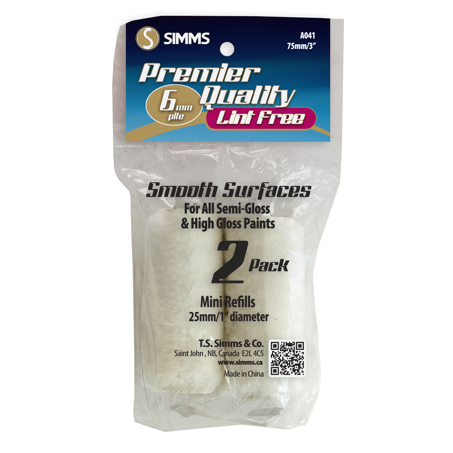 75mm Lint Free Trim Roller-2/Pack
