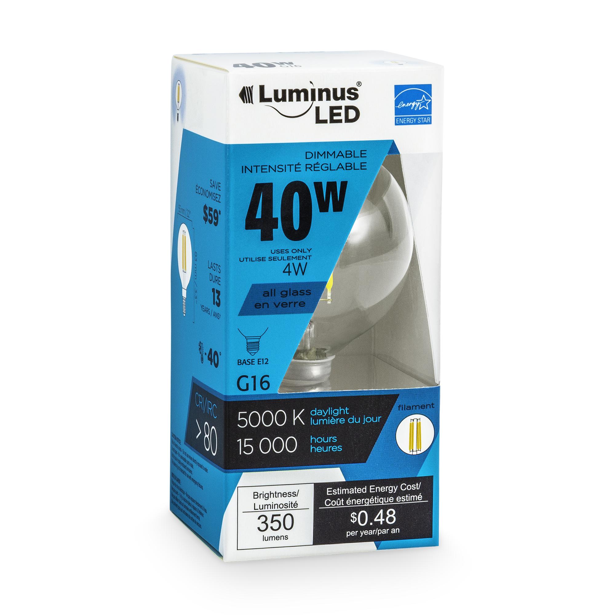 Ampoule DEL 4 W G16 E12 350 l 2 700 k, intensité var. givré