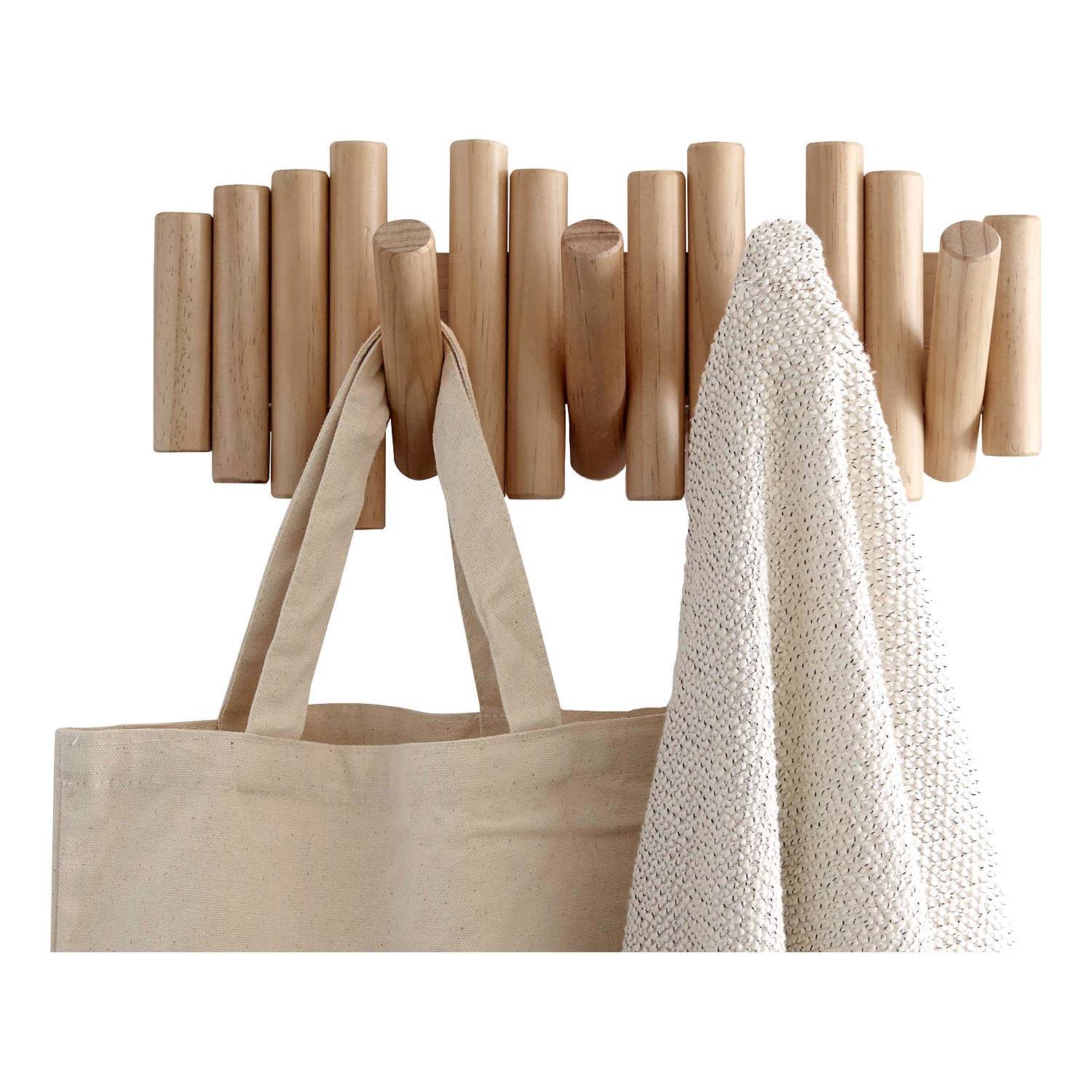 Picket 15" Natural Wood 5 Hook Rail