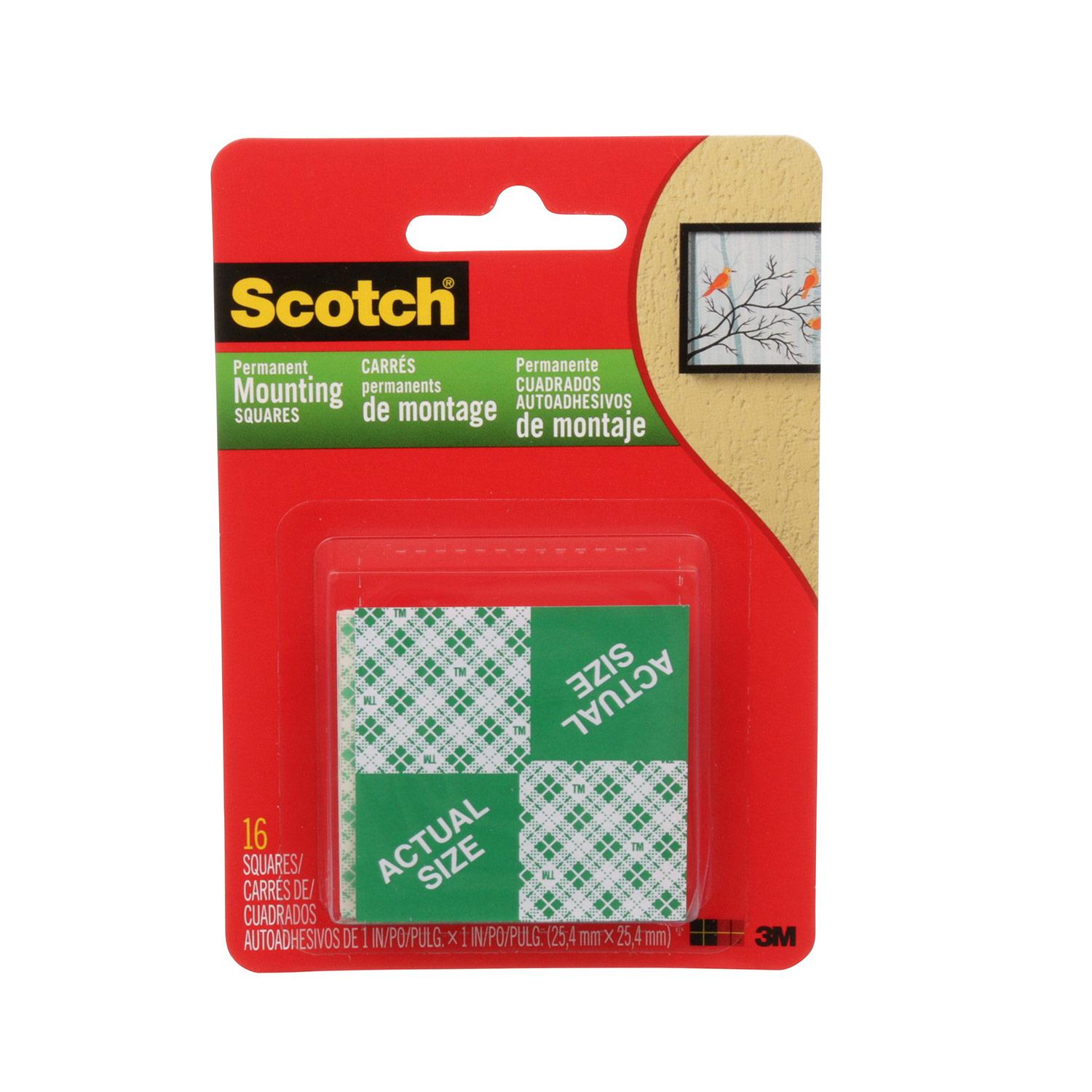 Scotch Mounting Tape 1 in x 1 in, 16 Squares per Pack