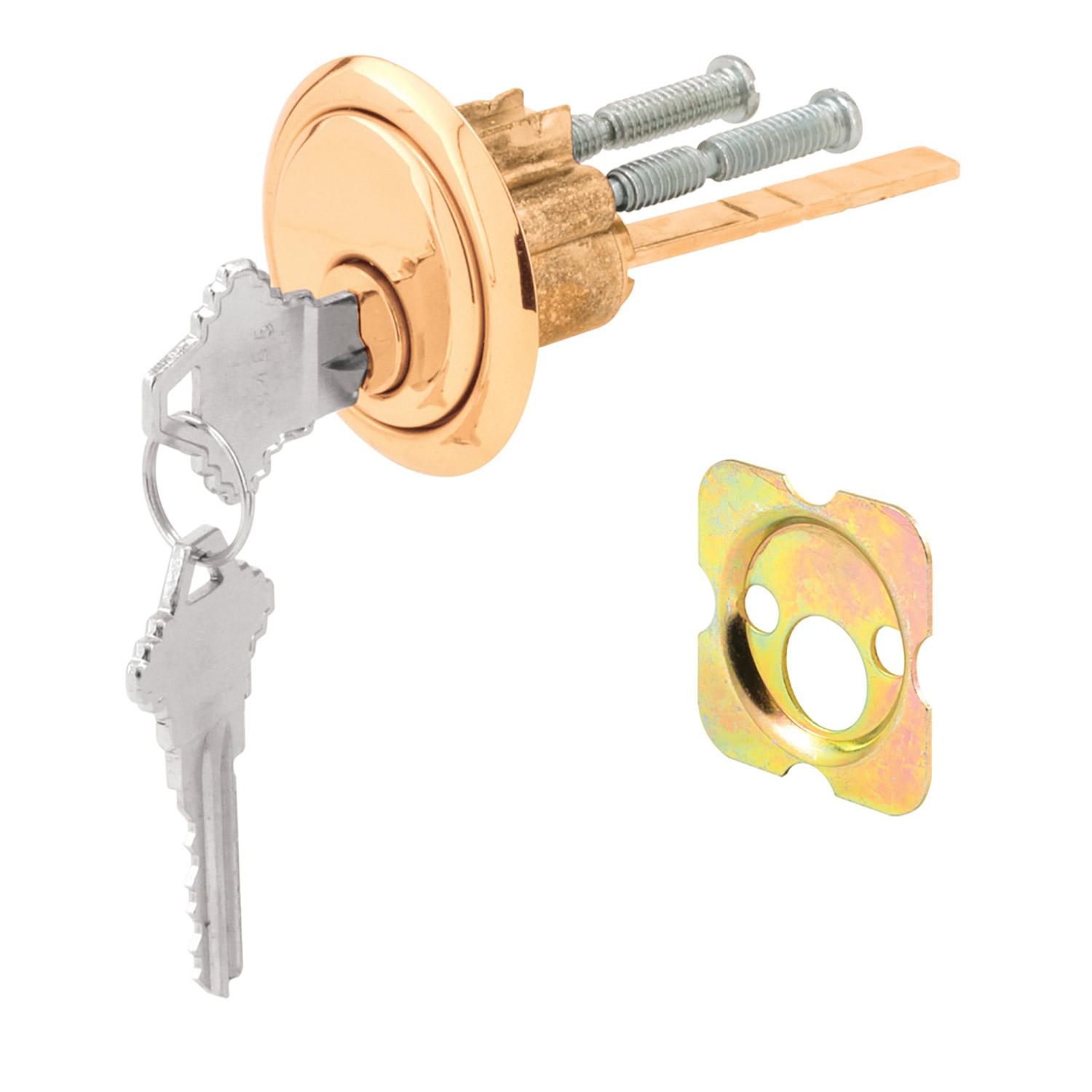 Rim Cylinder Lock, Schlage, Brass Face/Diecast Housing