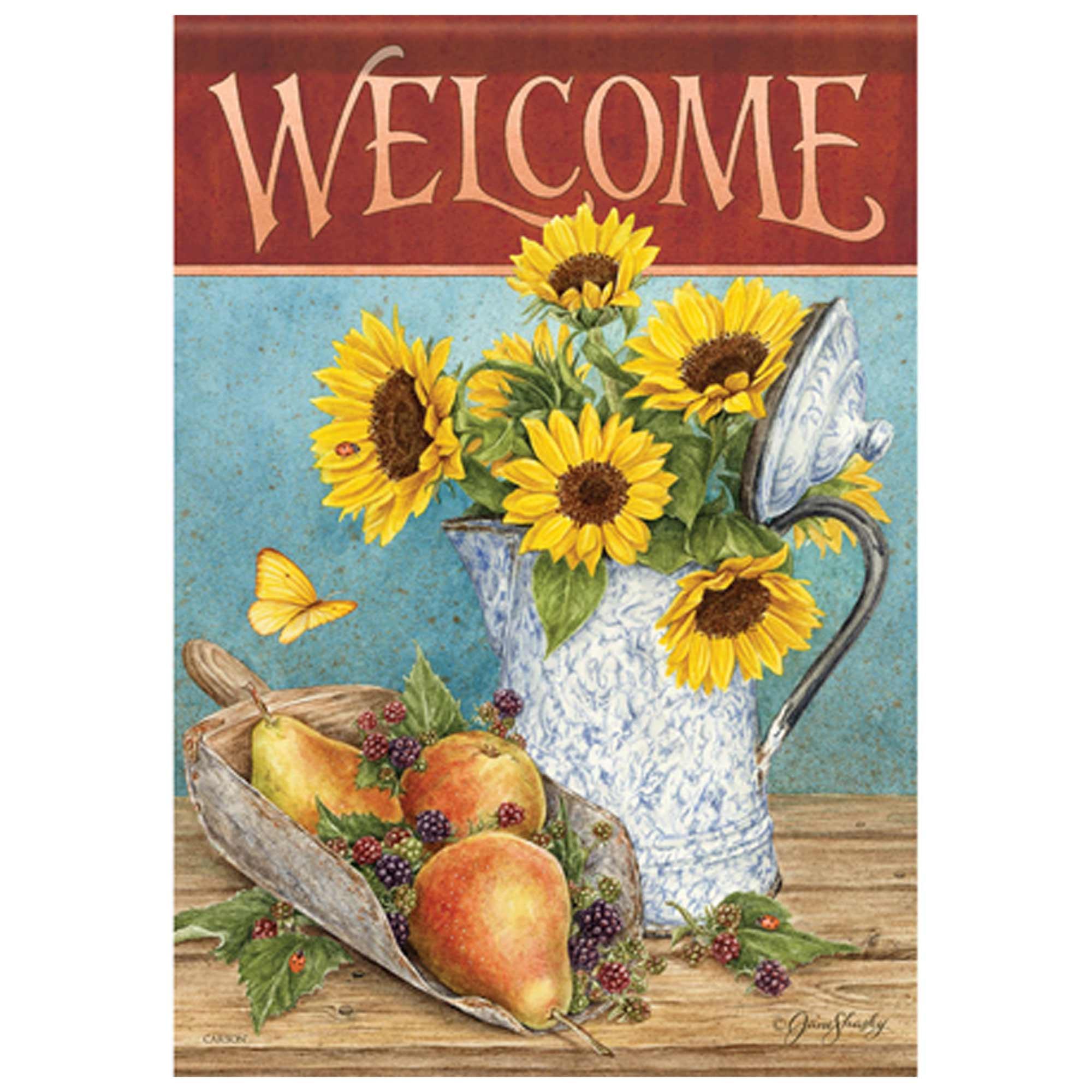 Summer Garden Flag Sunflowers and Pears 
