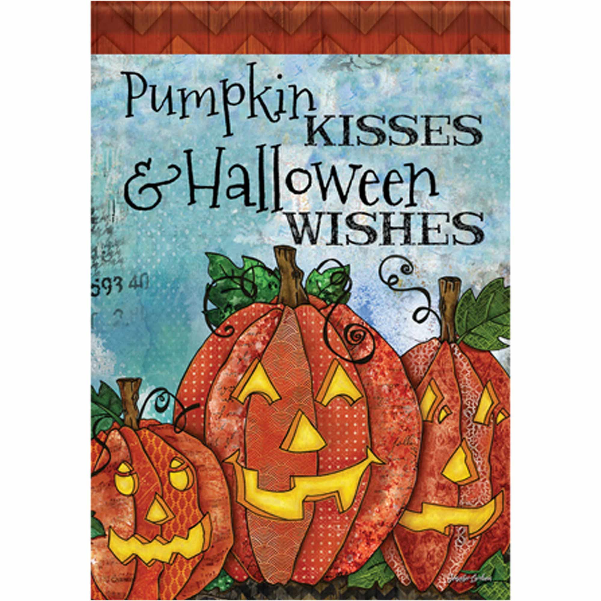 Fall Garden Flag Pumpkin Kisses 
