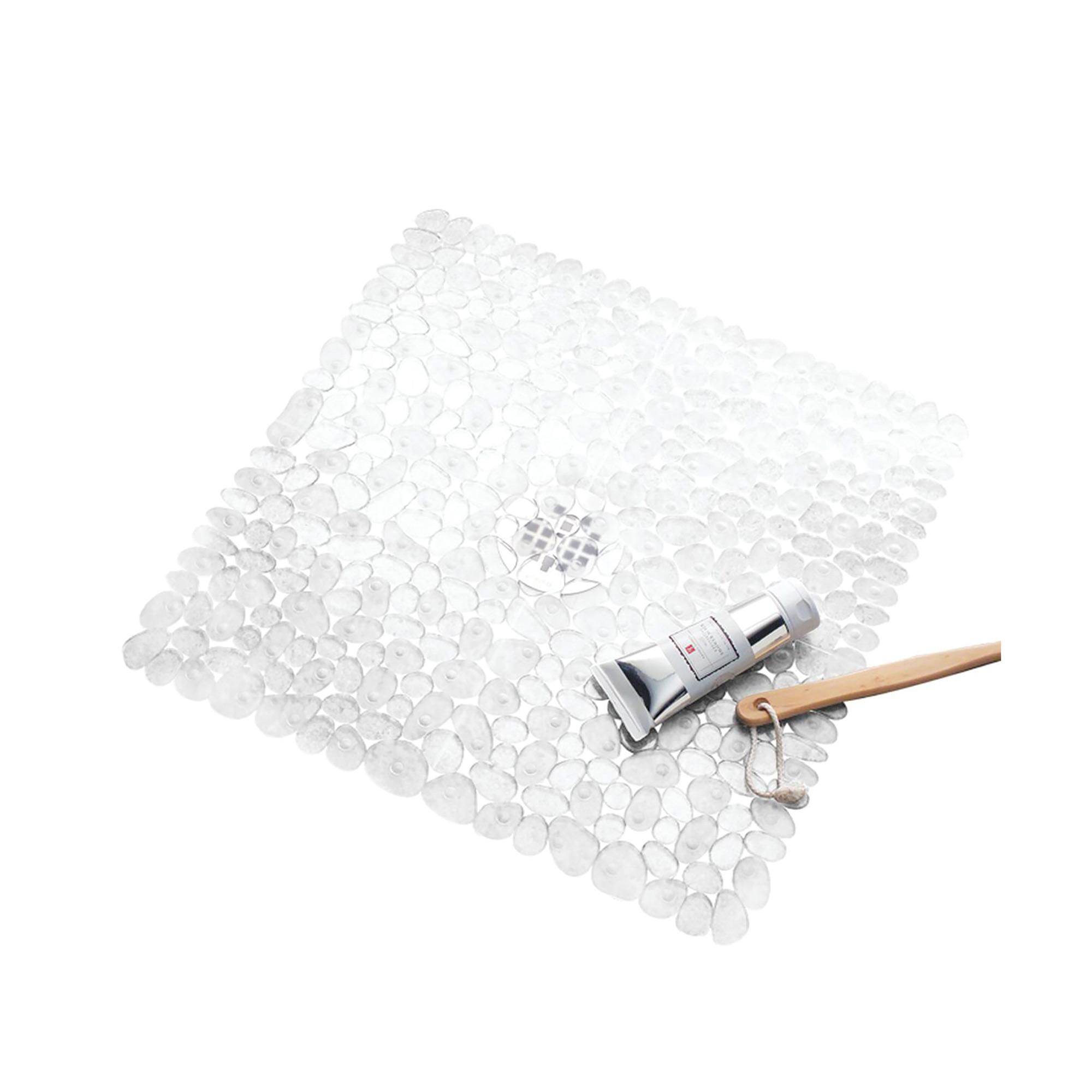 22" x 22" Clear Pebblz Plastic Non-Slip Suction Bath Mat
