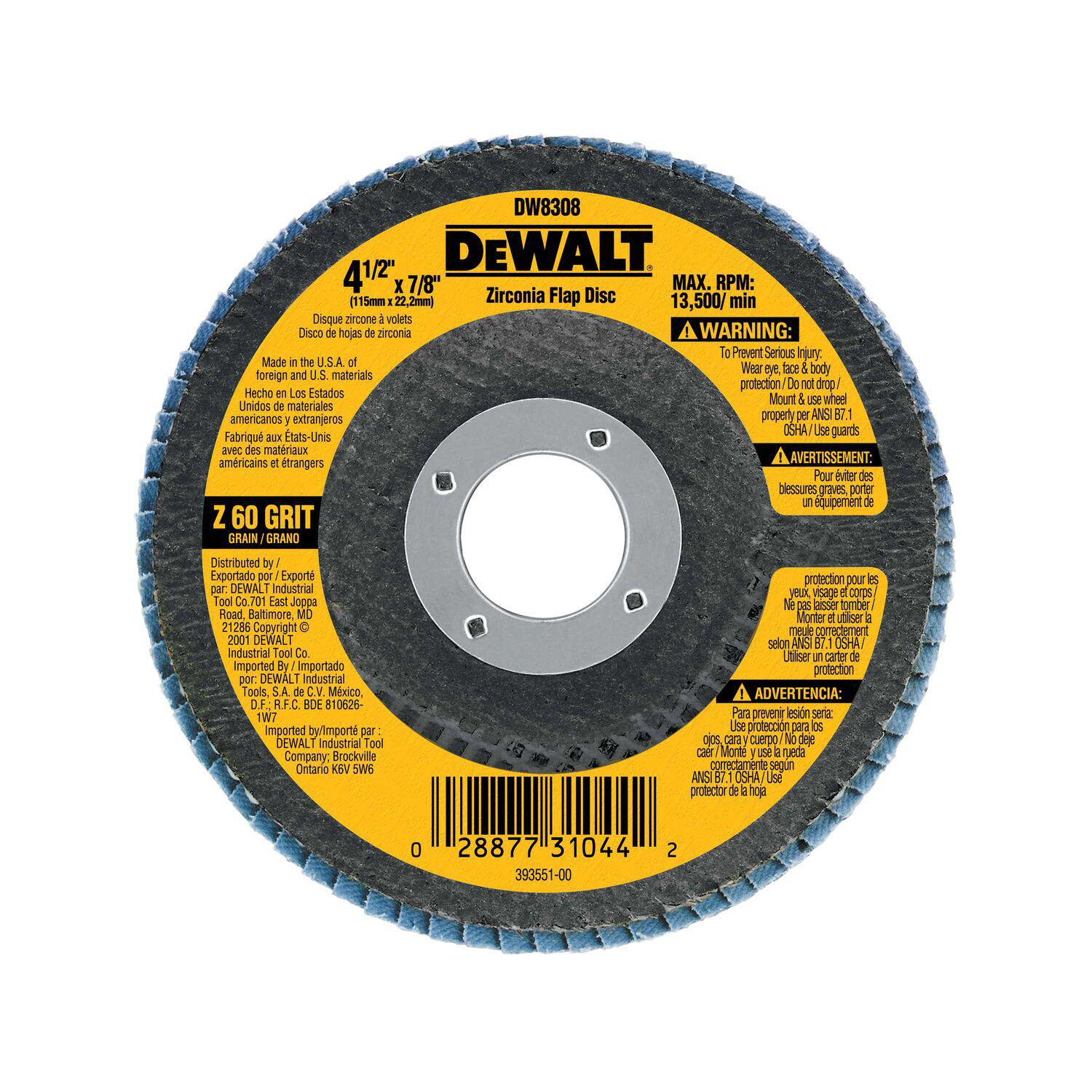 4-1/2 Inch x 7/8 Inch 60G Zirconia Flap Disc