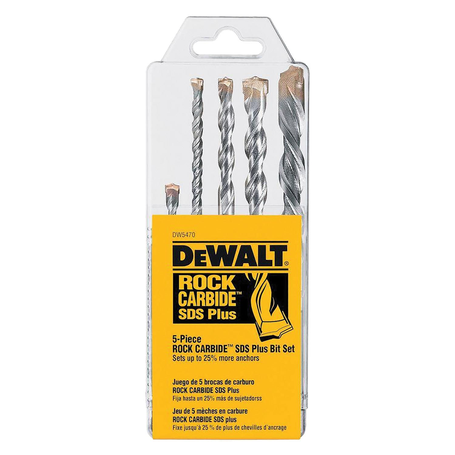 5 Piece Rock Carbide Sds Plus Hammer Bit Set