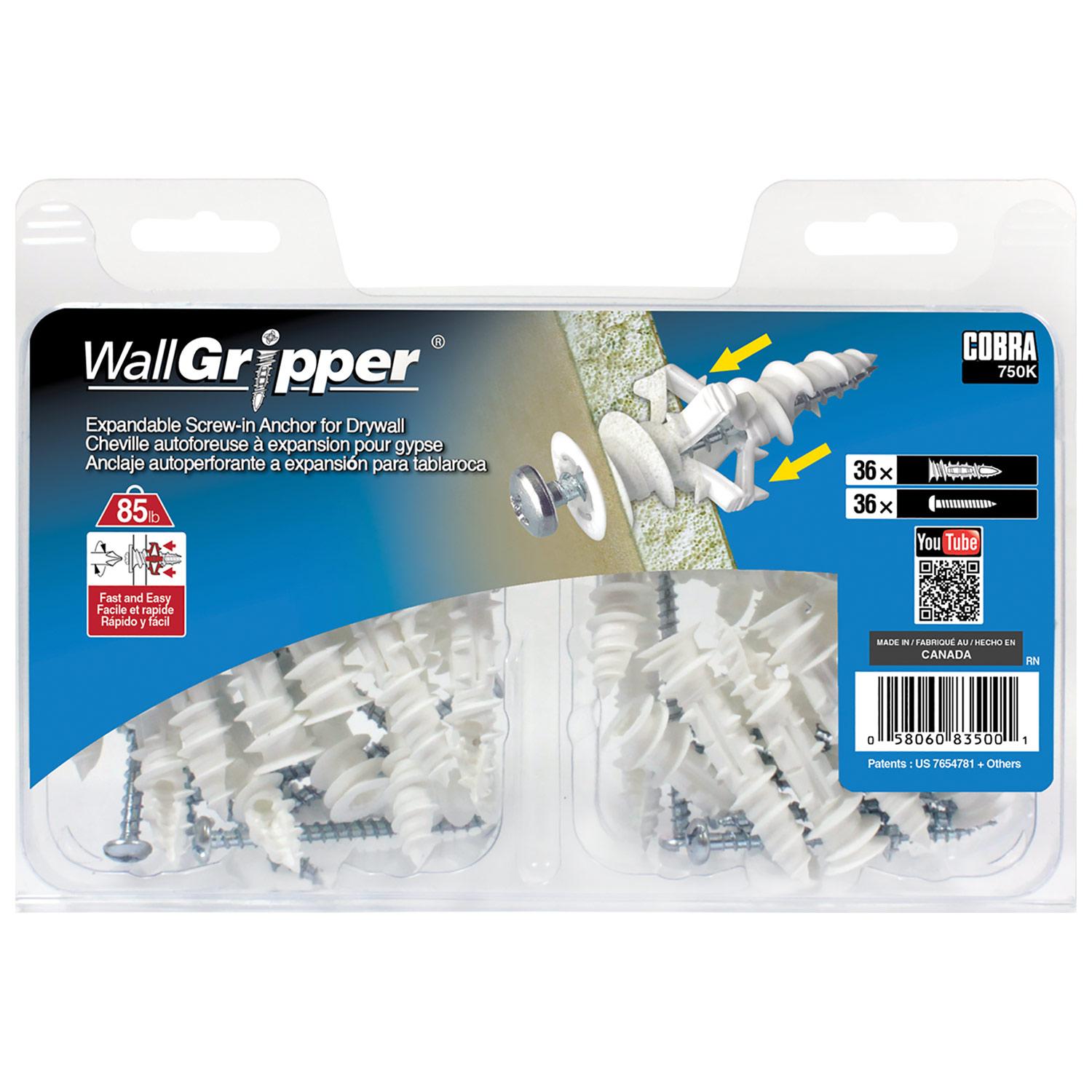 WallGripper #8 x 2-1/4" + Pan Head Screws-36/Pack