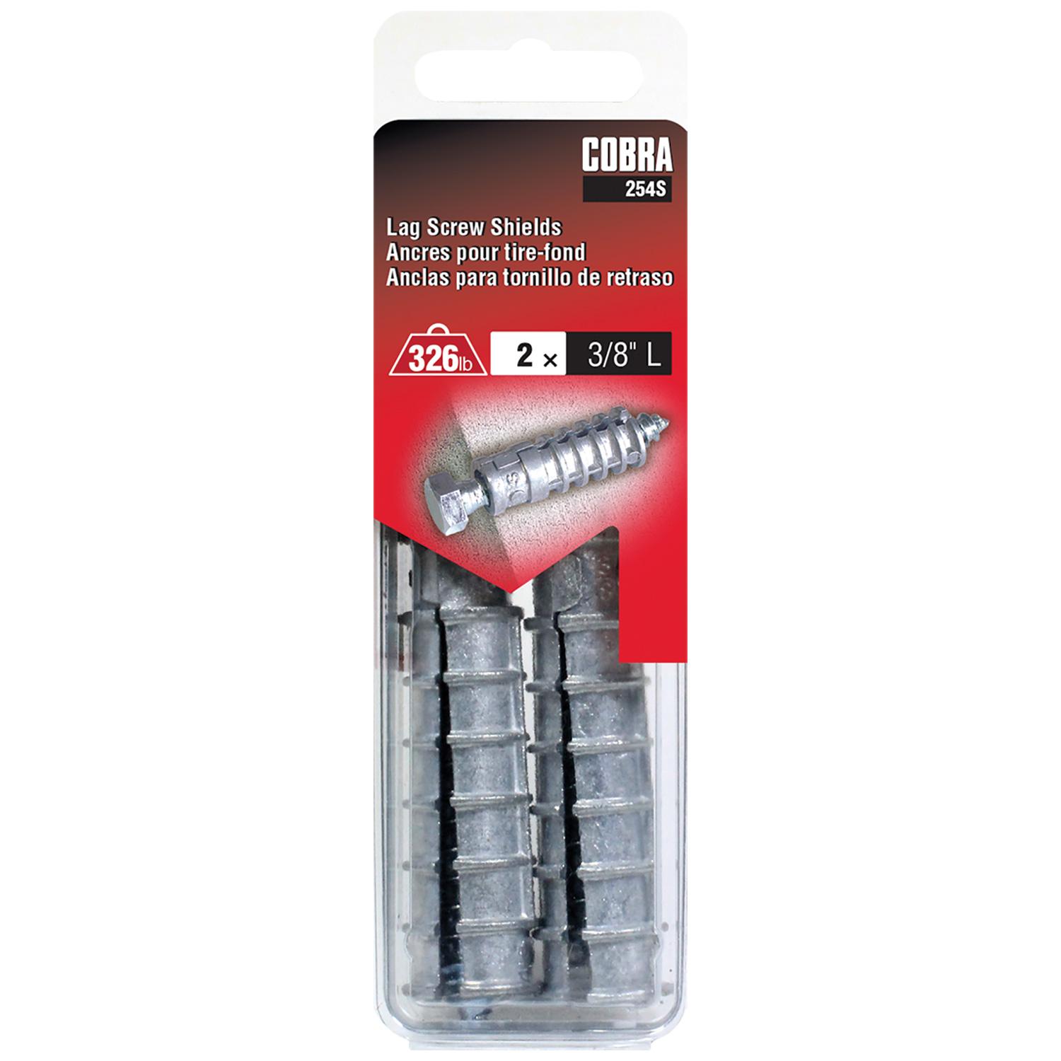 Lag Screw Shields 3/8" L + Lag Bolt-2/Pack