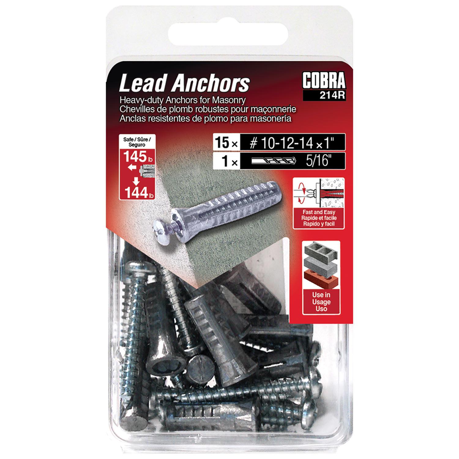 Lead Anchors #10-12-14 x 1" + Screws-15/Pack