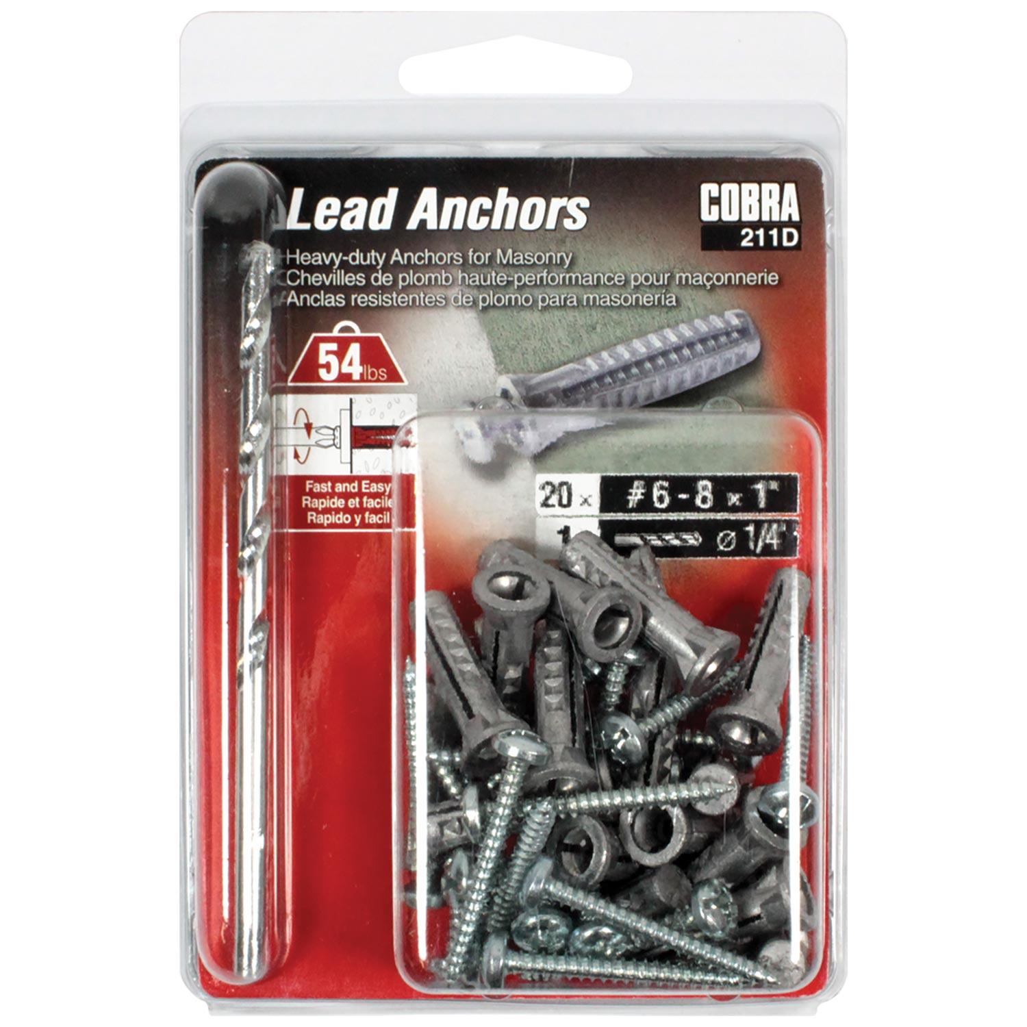 Lead Anchors #6-8 x 1" + Screws-20/Pack